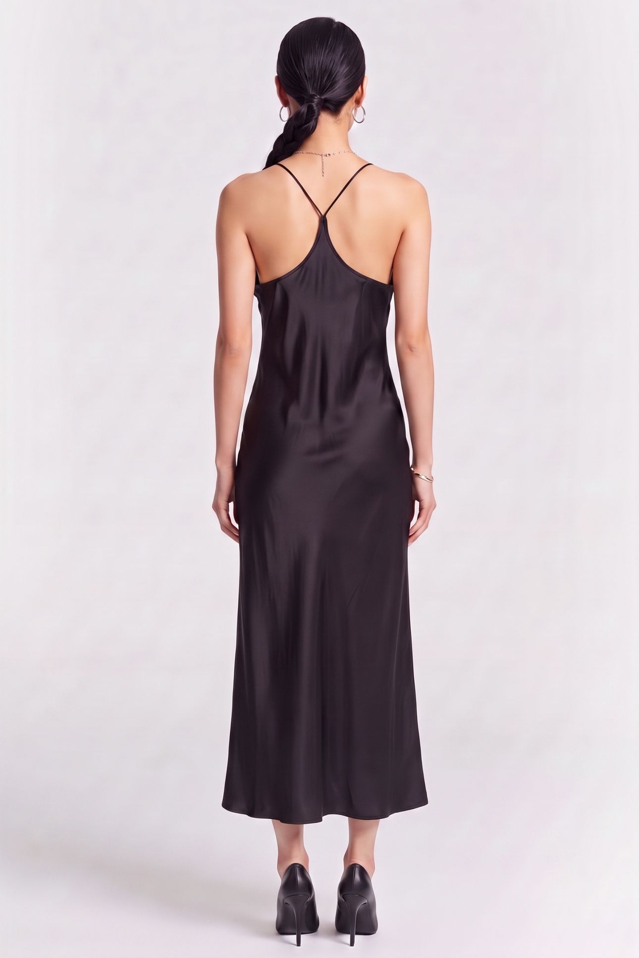 SELLA SILK SLIP DRESS BLACK 2