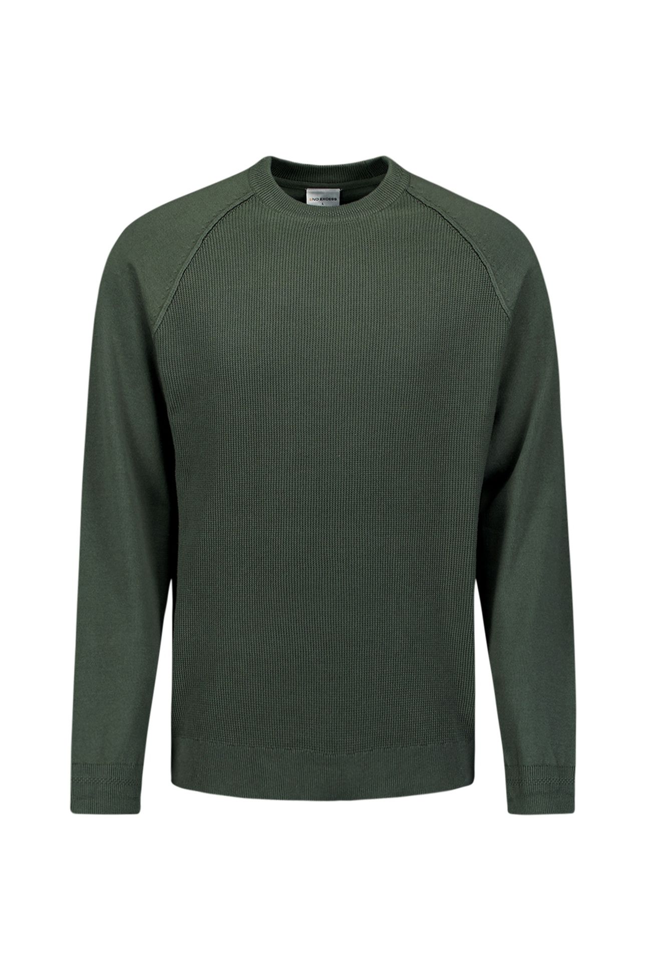 PULLOVER CREWNECK SOLID WAFFLE KNIT DARK GREEN 4