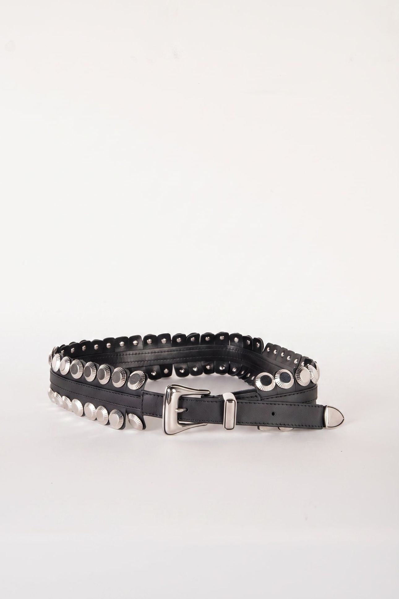 WIDE LEATHER BELT WITH STUDS BLACK 2