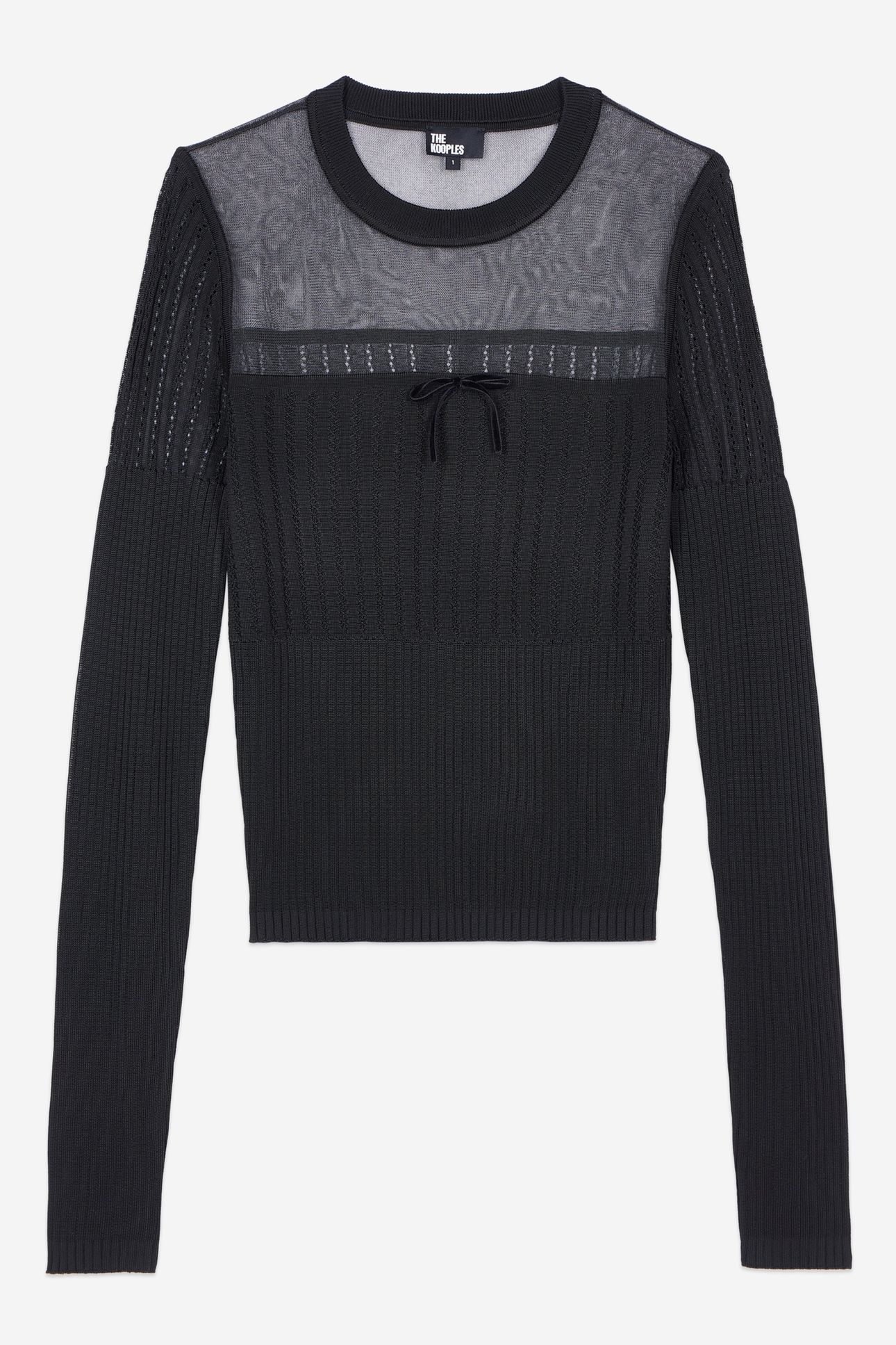 LONG-SLEEVED SWEATER WITH SHEER DETAILS BLACK 3