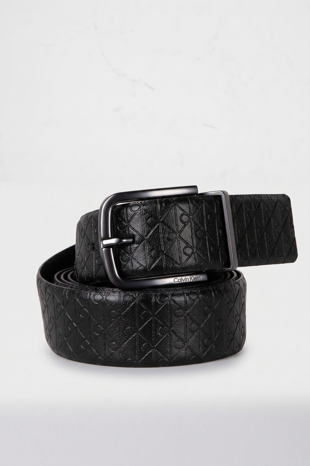 ROUND BUCKLE SMOOTH BELT BLACK/BLACK/MATTE GUNMETAL 1