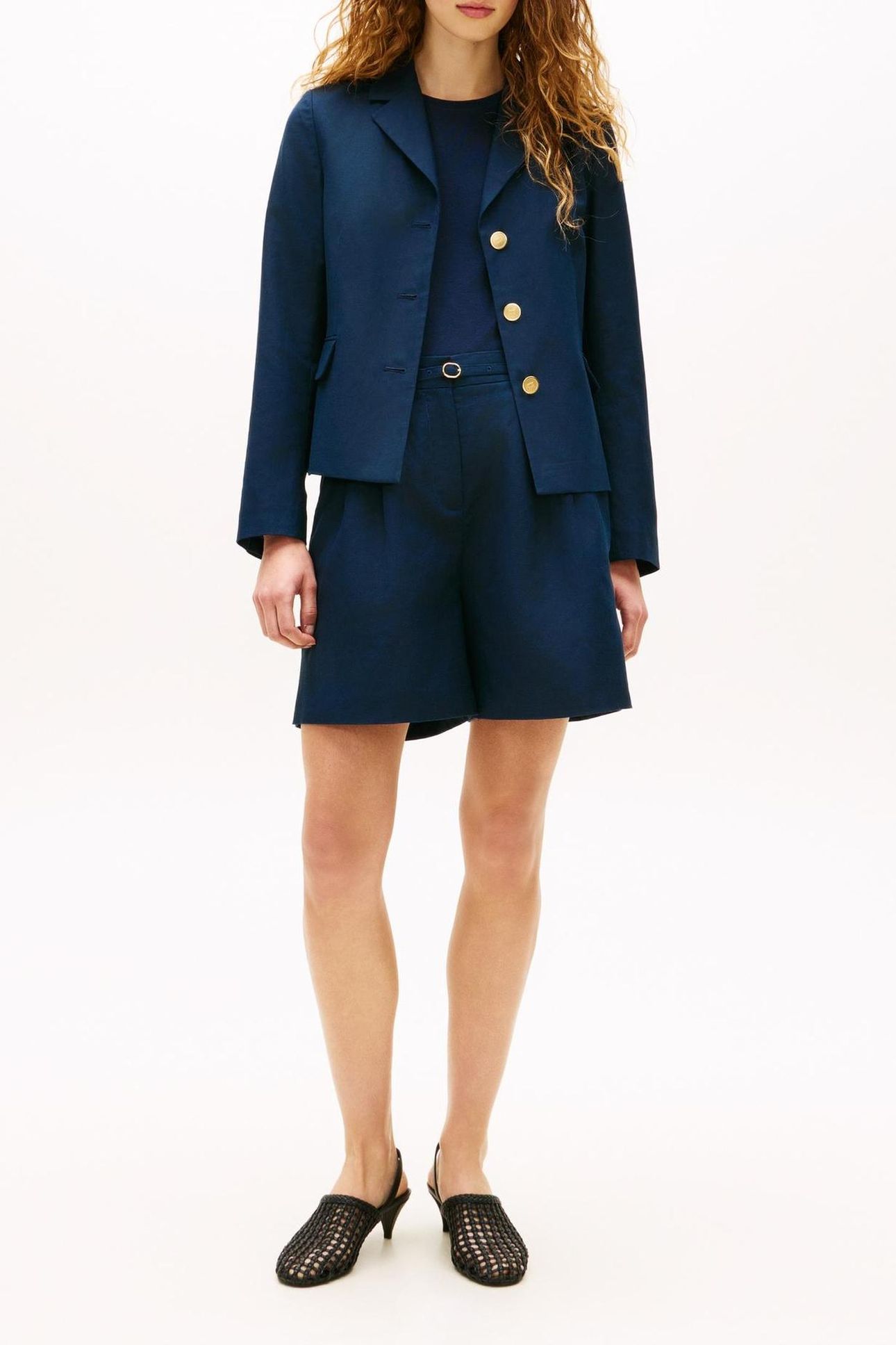 LINEN BLEND SLIM BLAZER DARK NIGHT NAVY 1
