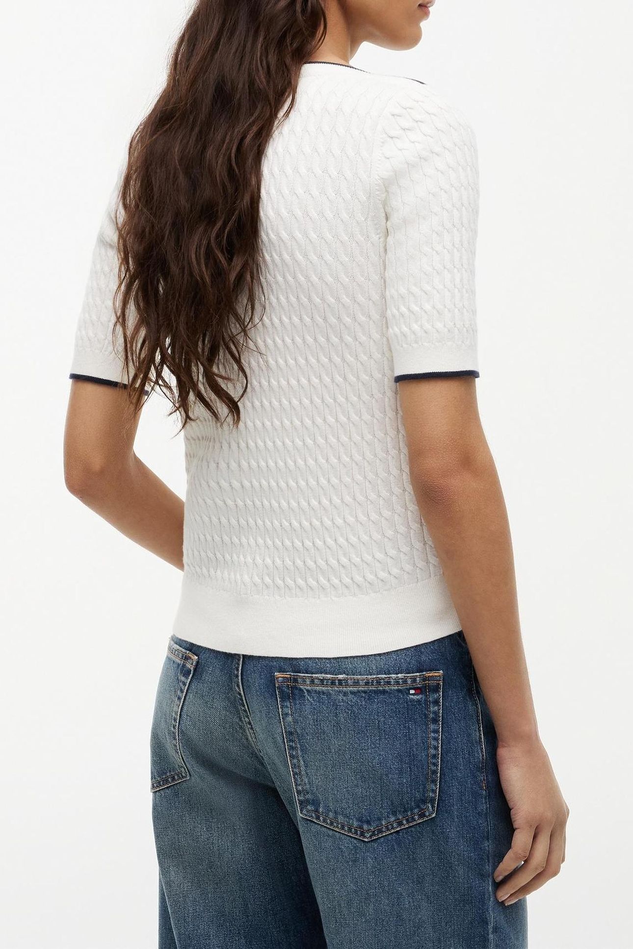 FINE CABLE BOAT NECK TOP IVORY PETAL 2