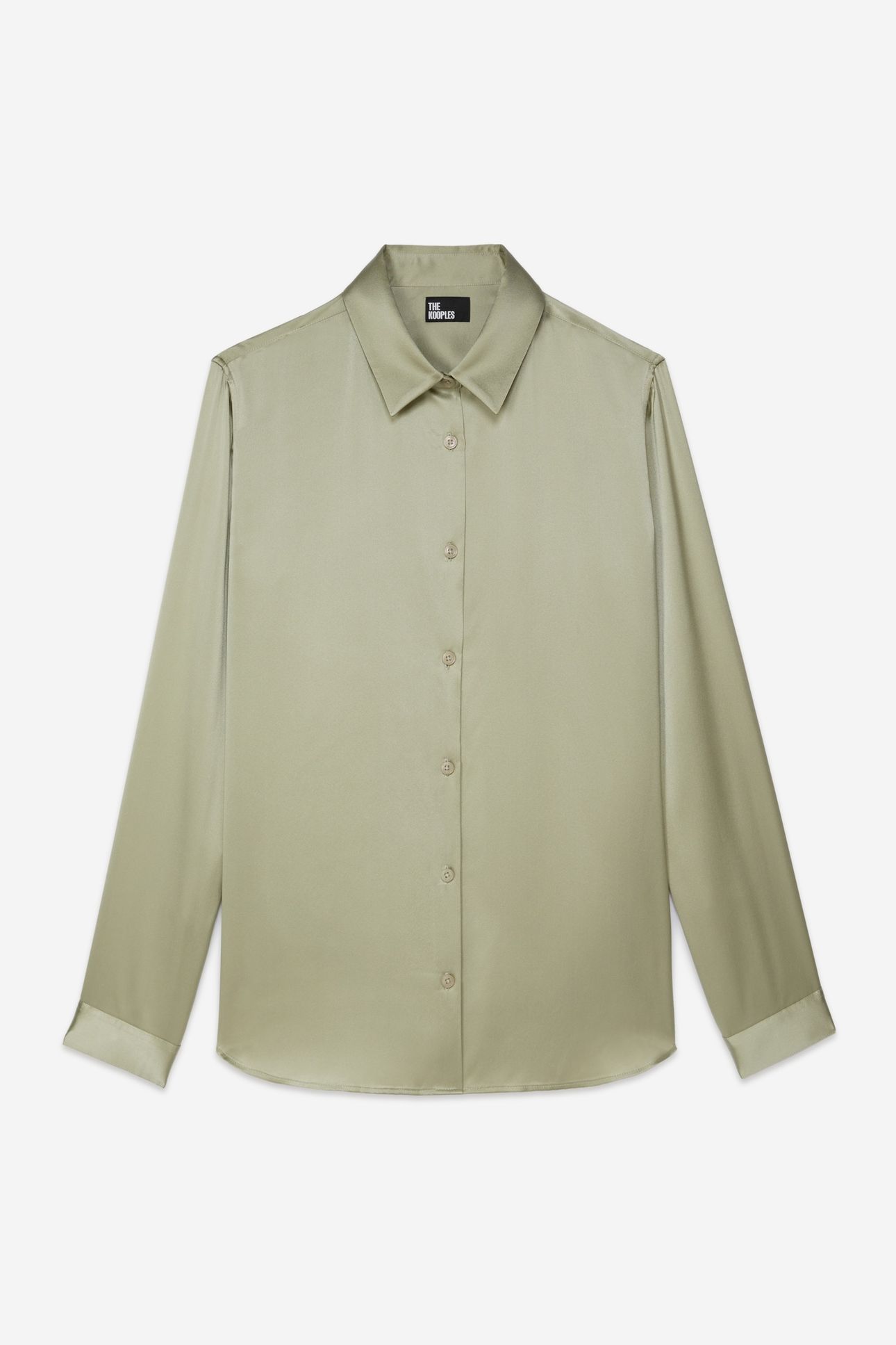 LONG-SLEEVED SILK SATIN SHIRT KAKI GREY 5