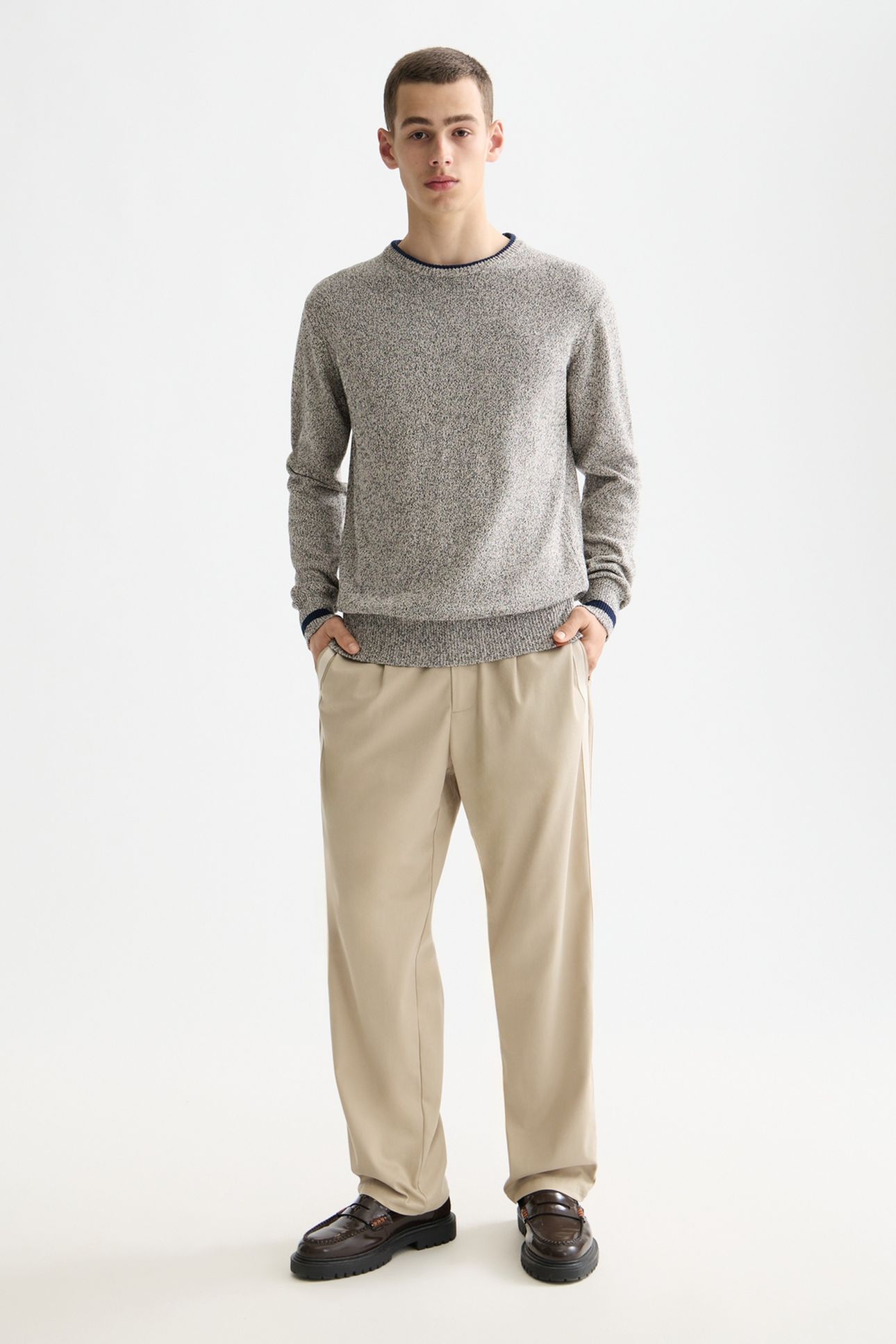 MELANGE REGULAR FIT CREW NECK PLAZA TAUPE MELANGE 2
