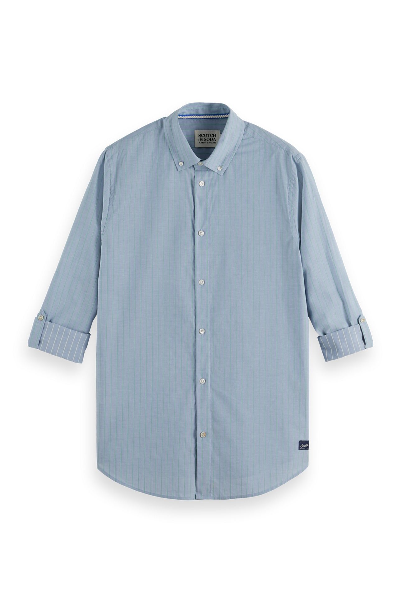 YARN-DYED STRIPE SHIRT FADED DENIM / GREEN SPRUCE STRIPE 5