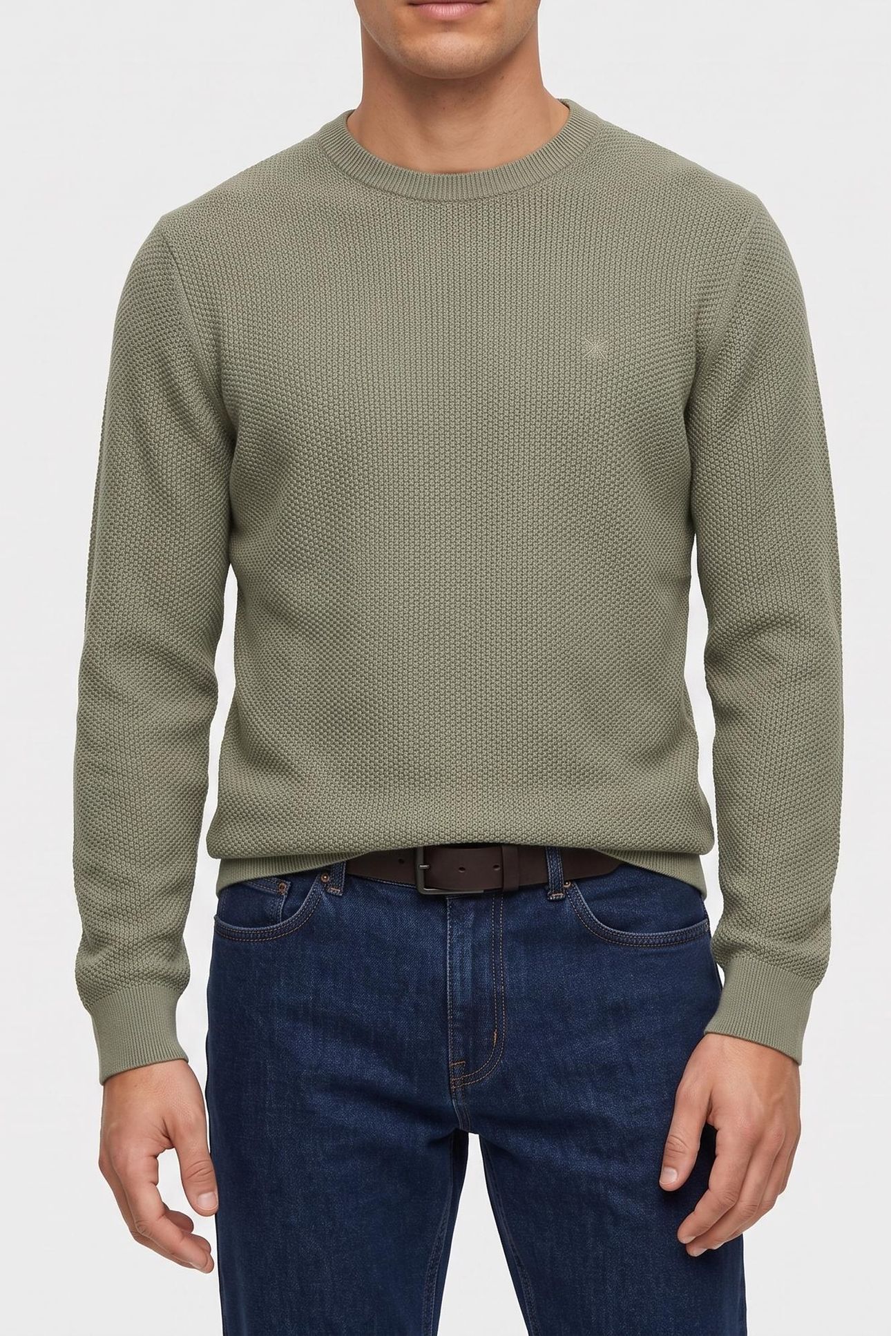 LS TEXTURED COTTON SWEATER SHADOW 1