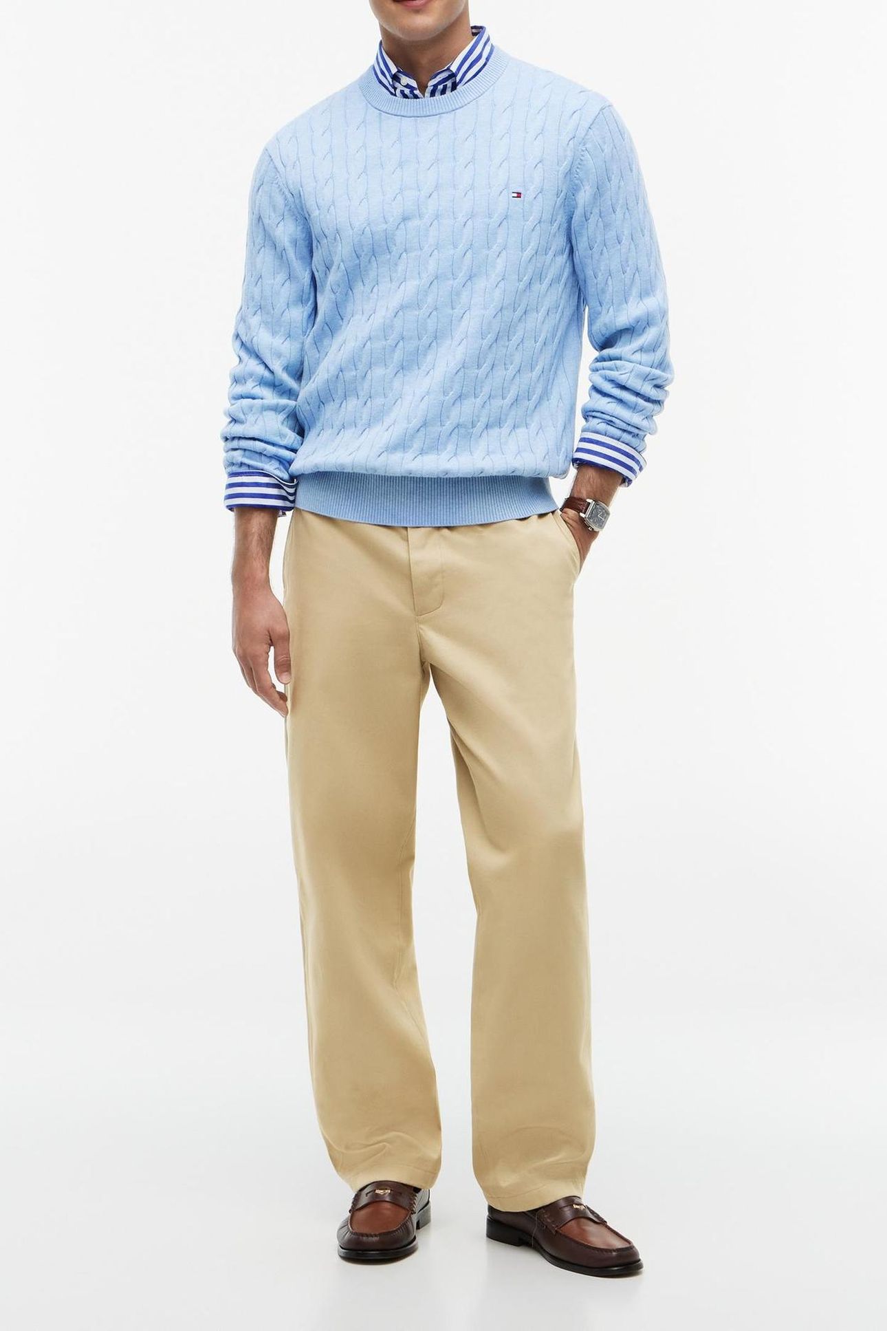 CLASSIC COTTON CABLE VESSEL BLUE HEATHER 3
