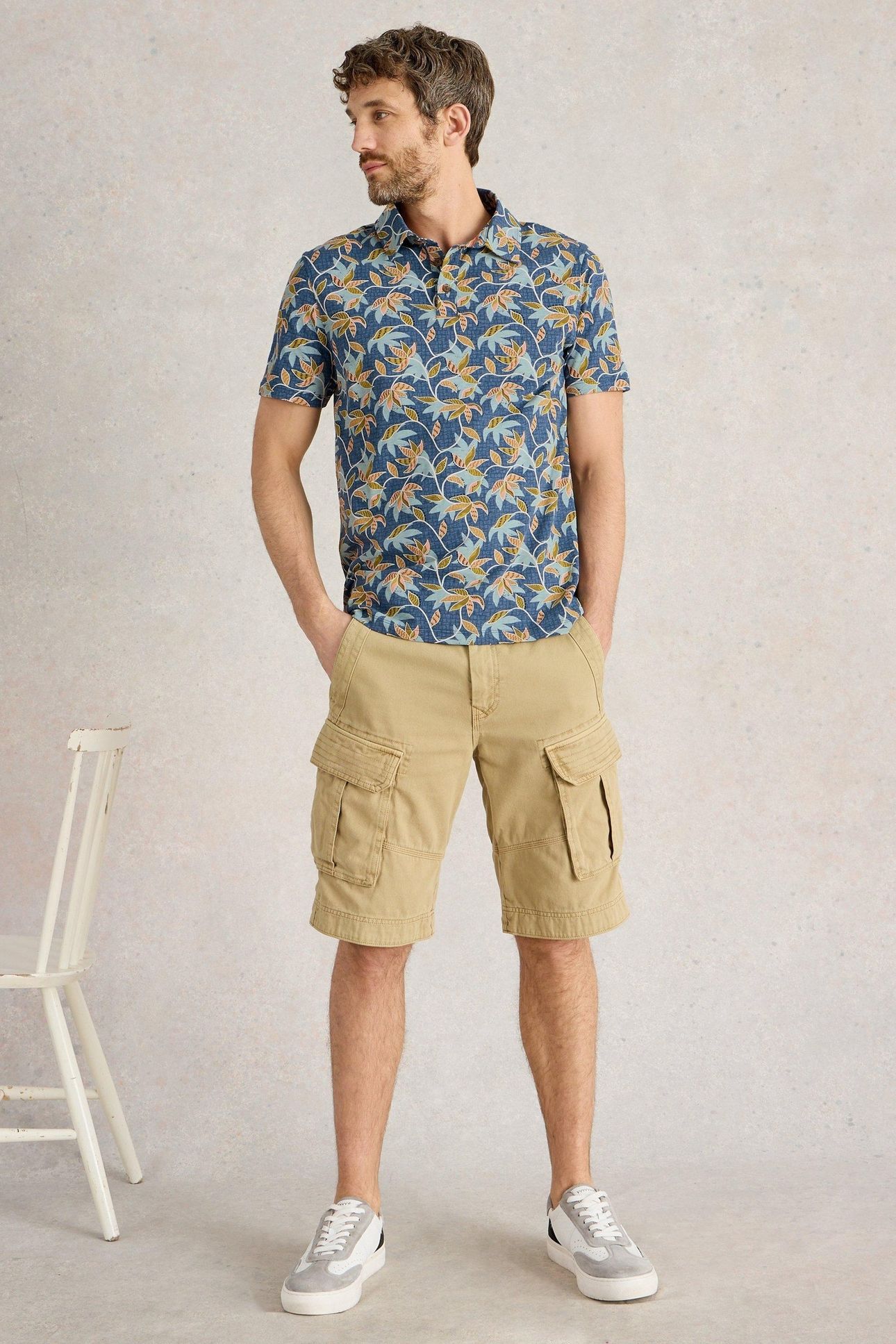 BAMBOO LEAVES PRINTED POLO BLUE PRINT 1