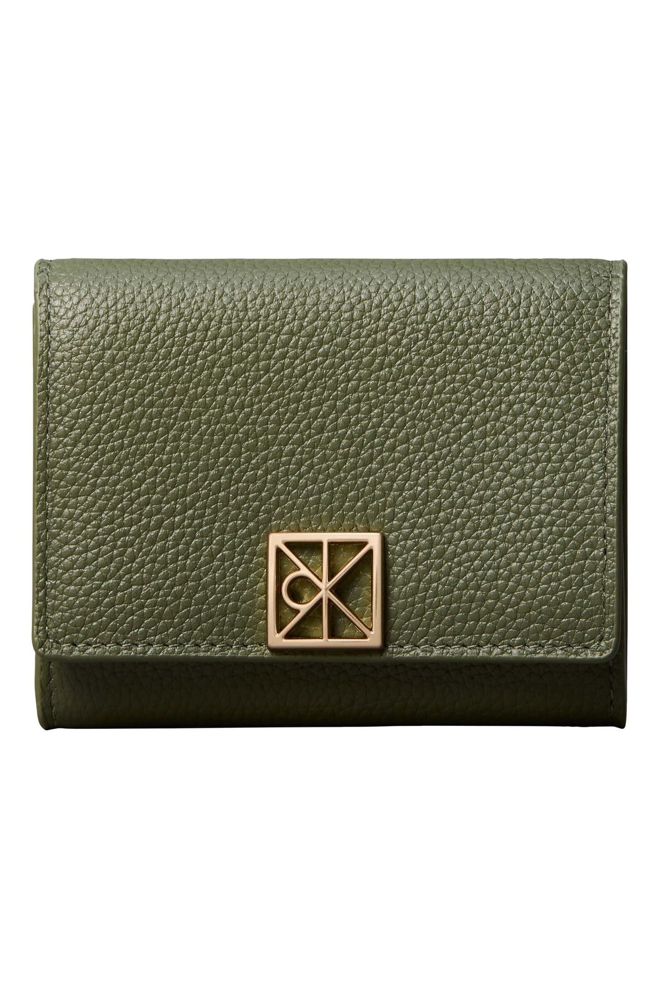 EMBLEM HARDWARE PEBBLE TRIFOLD WALLET CYPRESS 1