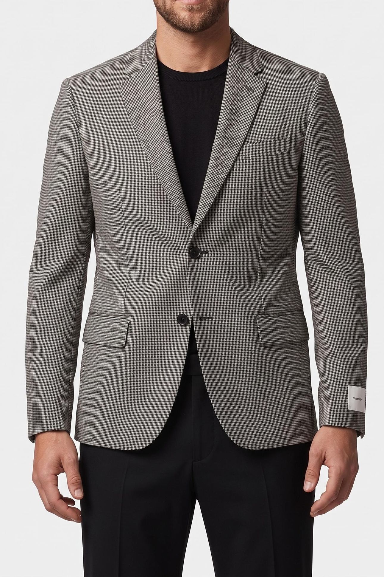 LS HOUNDSTOOTH SLIM SUIT JACKET BRILLIANT WHITE 2