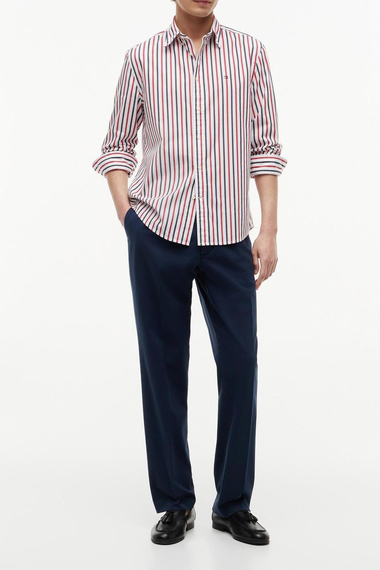 FLEX POPLIN SEASONAL MEDIUM RED/MULTISTRIPE 5