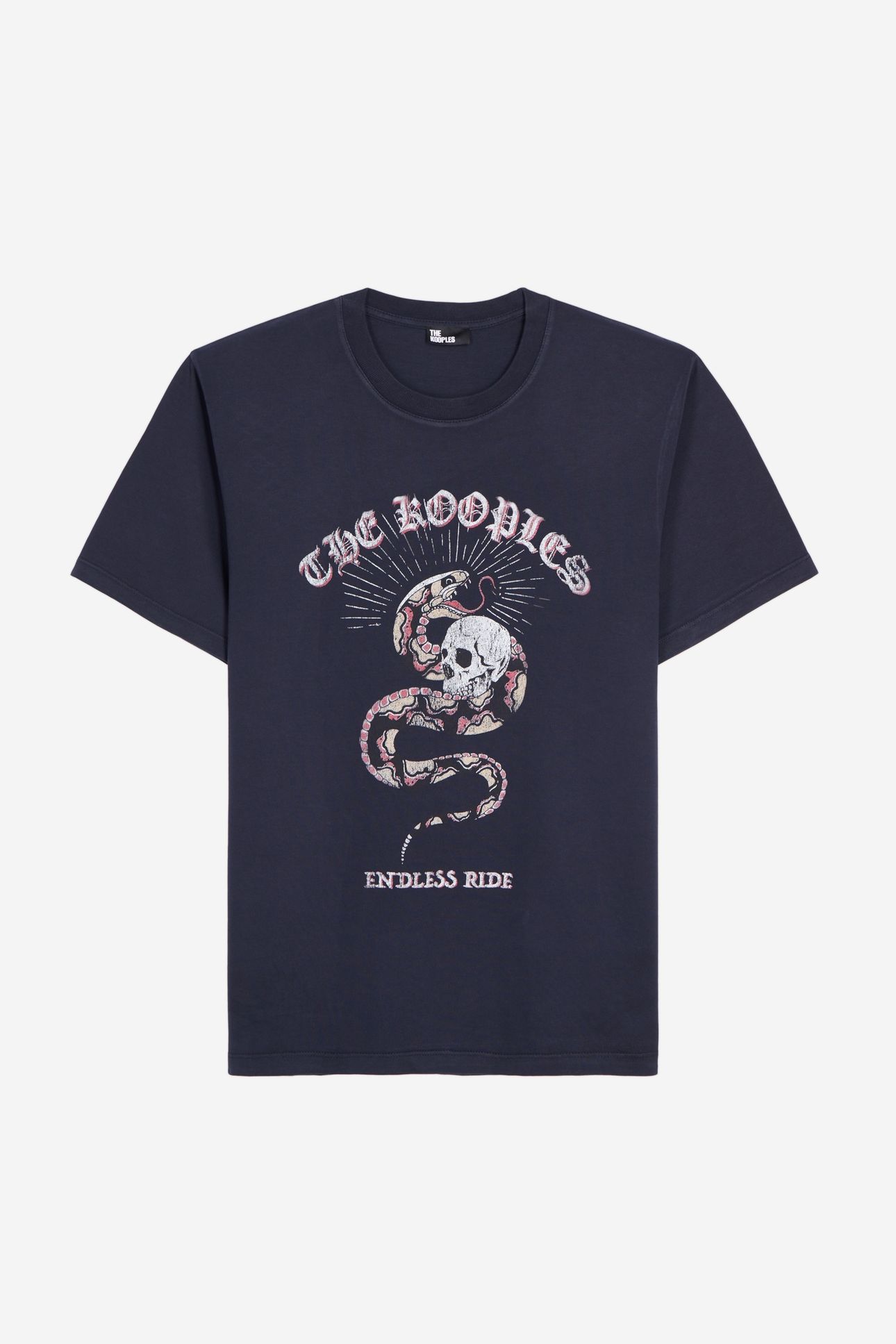 SHORT-SLEEVED T-SHIRT WITH SNAKE PRINT WASHED NAVY 5