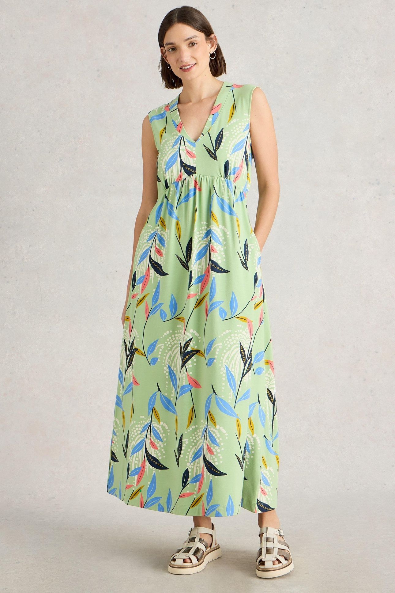 ARCHER JERSEY MAXI DRESS GREEN MULTI 3