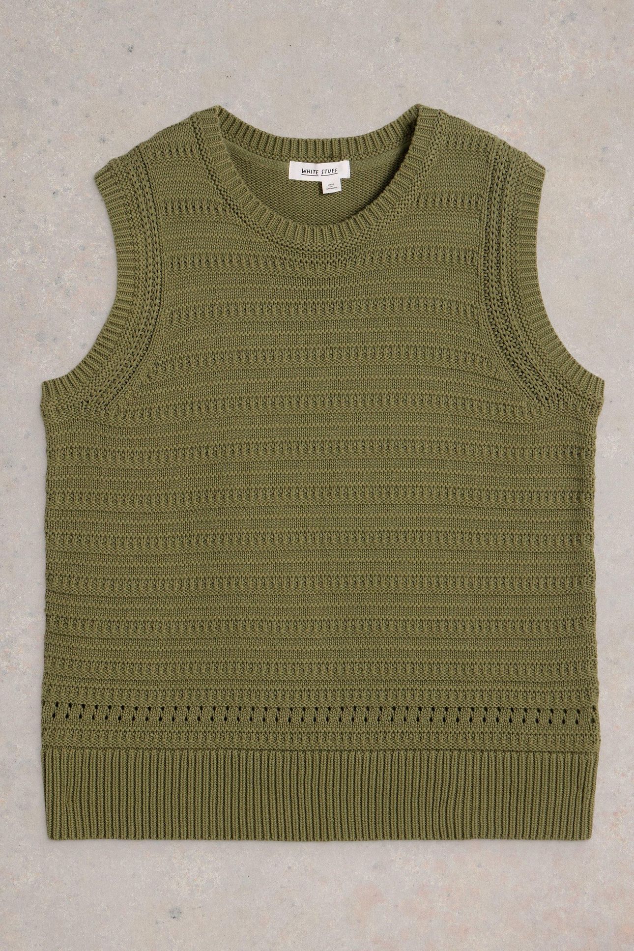 STITCHY COTTON TANK KHAKI GREEN 4