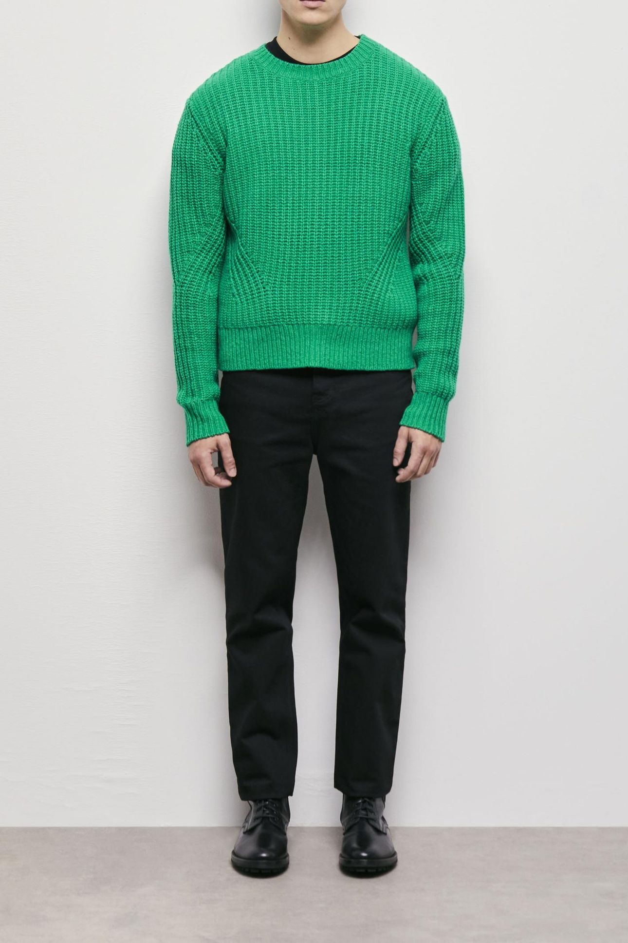 LONG-SLEEVED WOOL/NYLON SWEATER GREEN 1