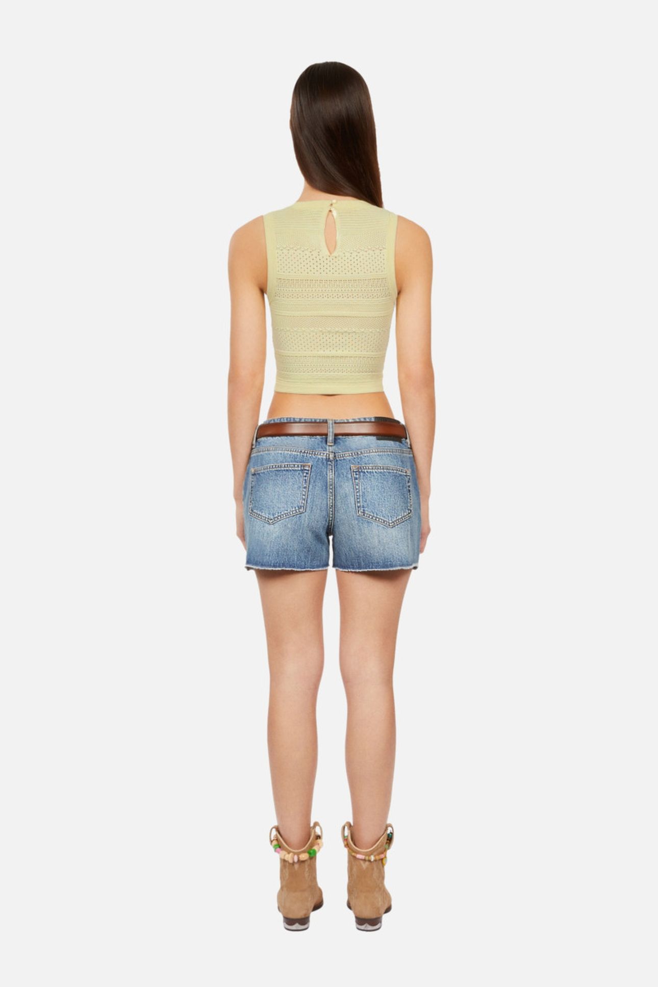 SLEEVELESS TOP WITH STITCHING DETAILS BRIGHT YELLOW 4