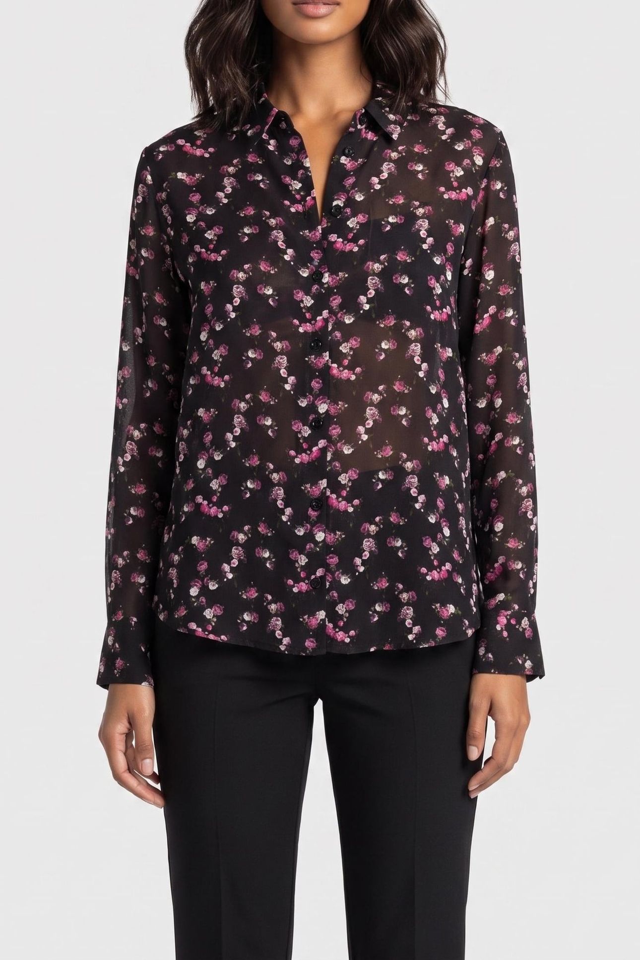 LONG-SLEEVED SHIRT W CLASSIC COLLAR BLACK 1