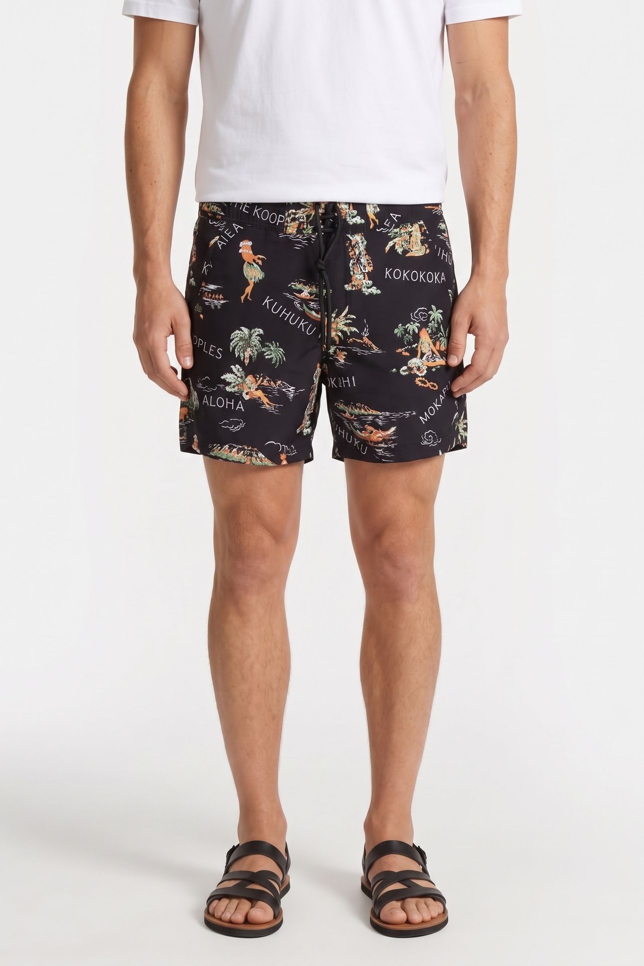 ALOHA PRINT SWIMSUIT BLACK 1
