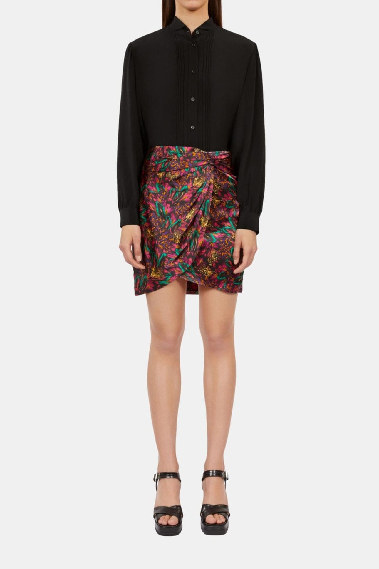 LONG-SLEEVED SHIRT WITH PLEATED DETAIL BLACK 2