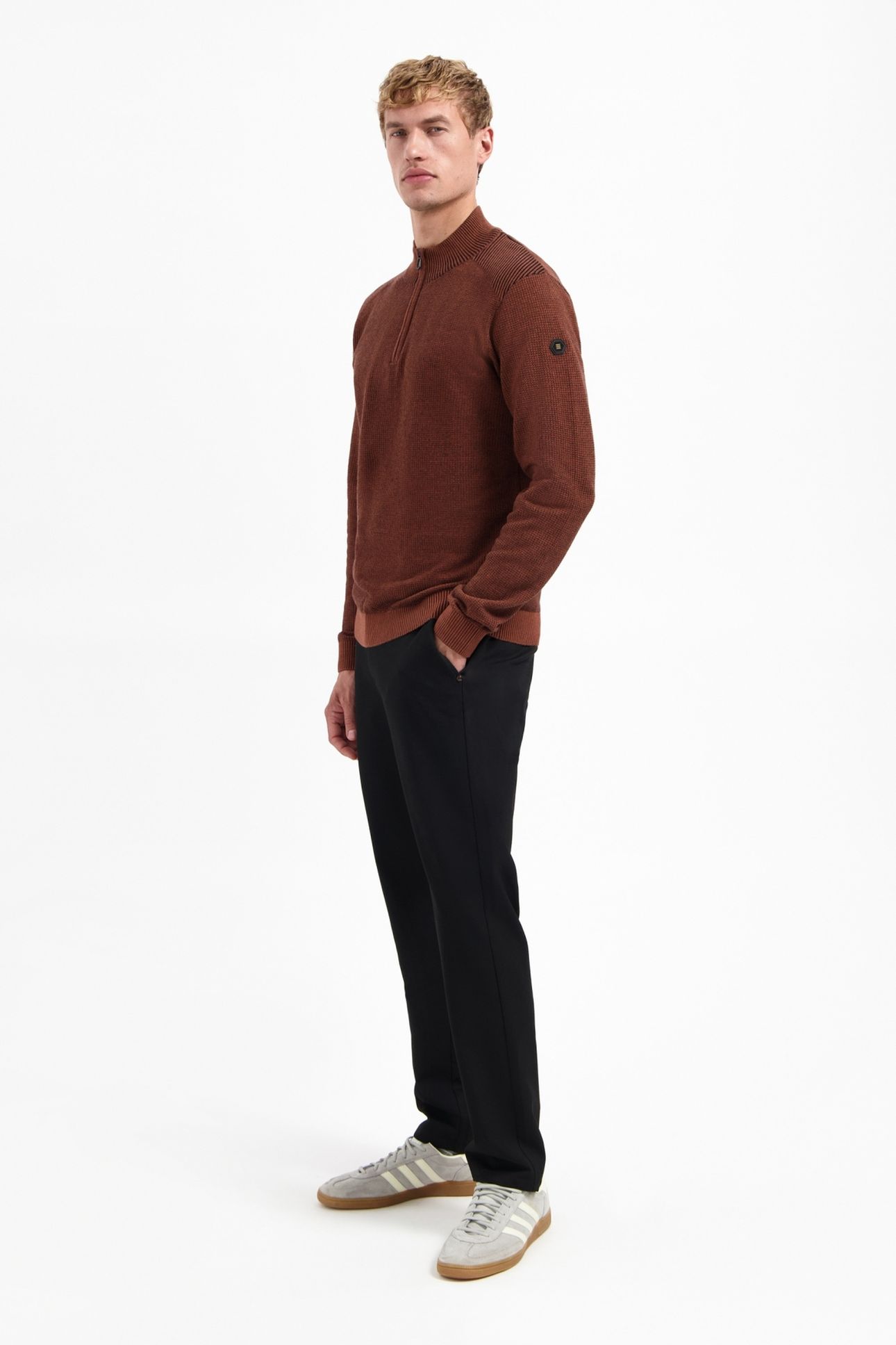 PULLOVER HALF ZIP PLATED STRUCTURE KNIT TERRA 3