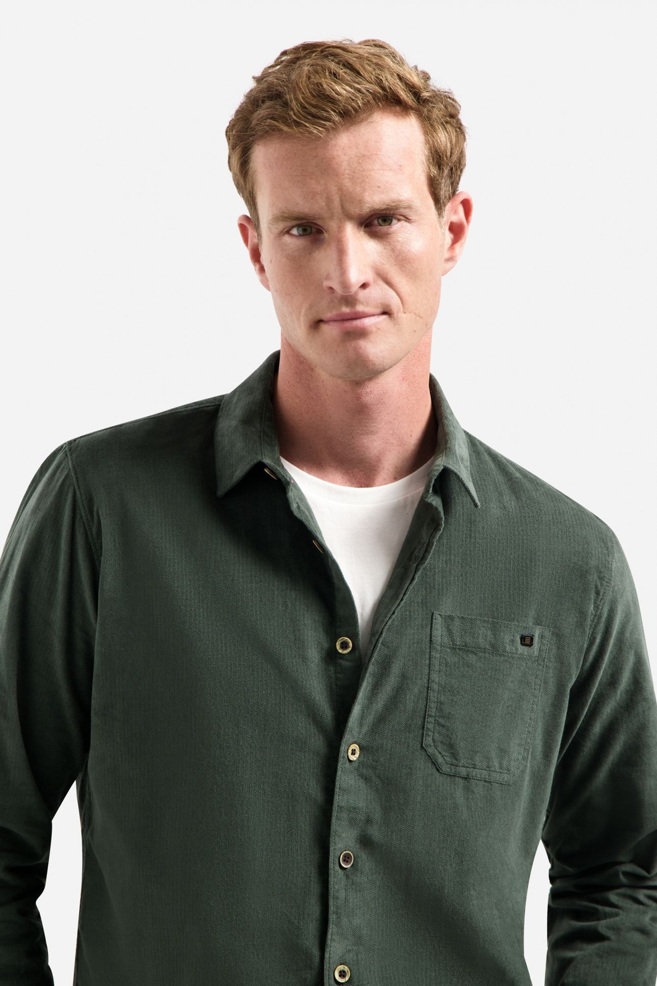 SHIRT SOLID FINE HERRINGBONE DARK GREEN 3