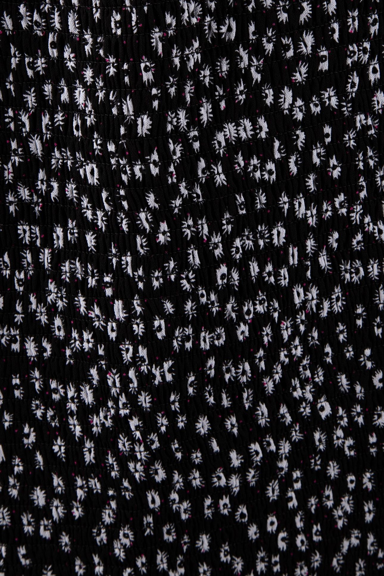SMOCK PRINT DAISY DOT SHORT SKIRT BLACK WHITE 4