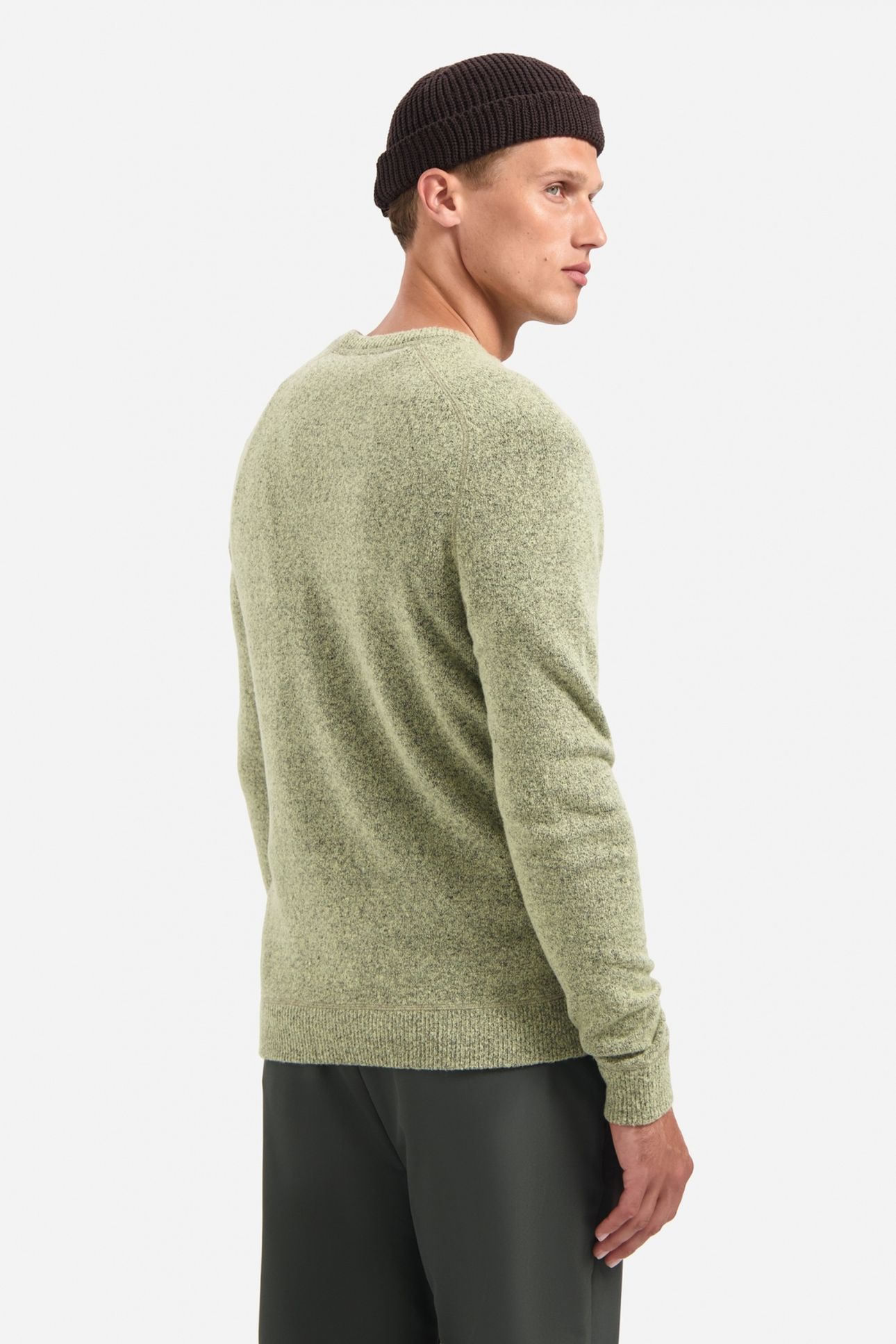 PULLOVER CREWNECK SOFT WOOL BLEND LIGHT MOSS 3