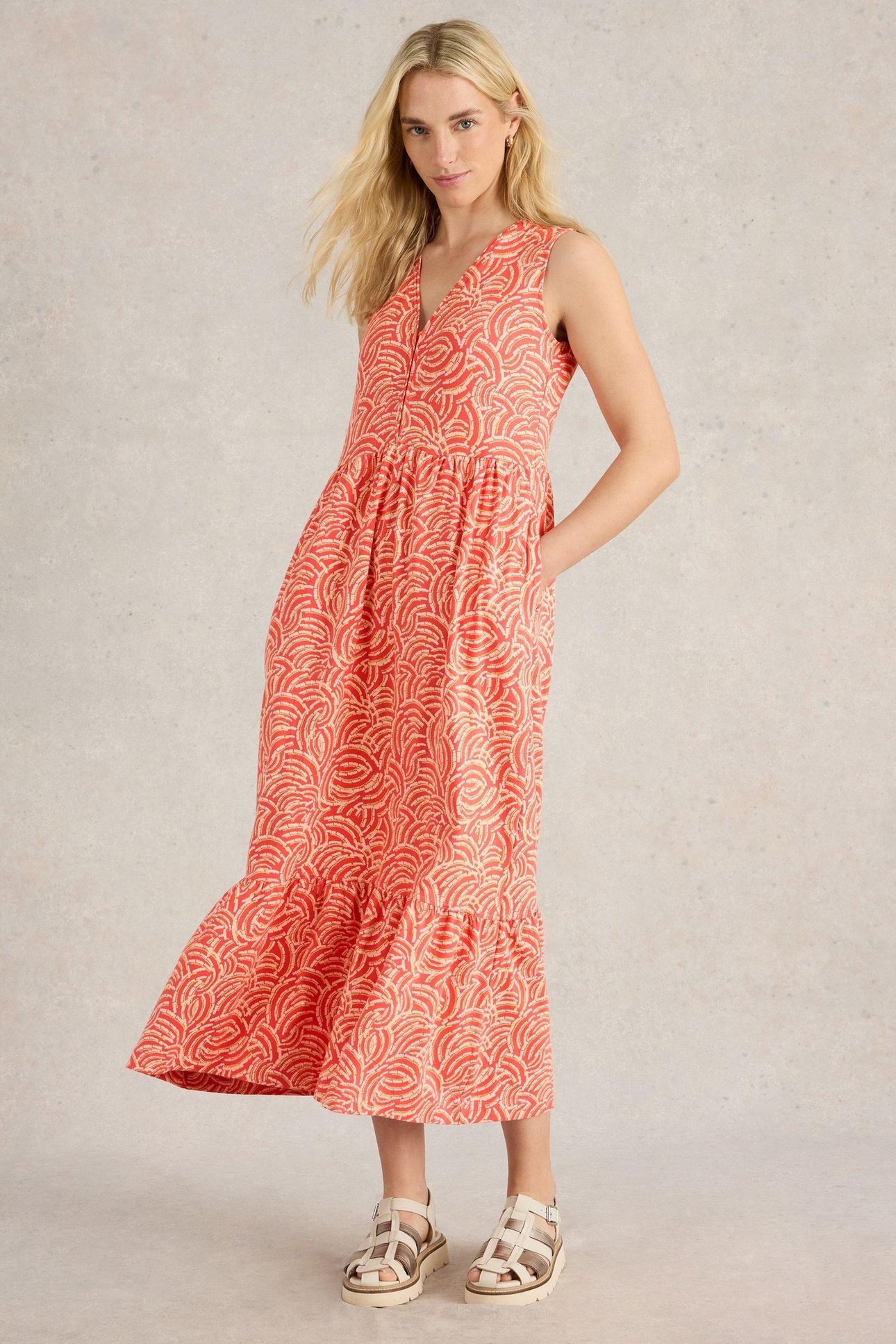 CAMERON JERSEY MAXI DRESS RED PRINT 1
