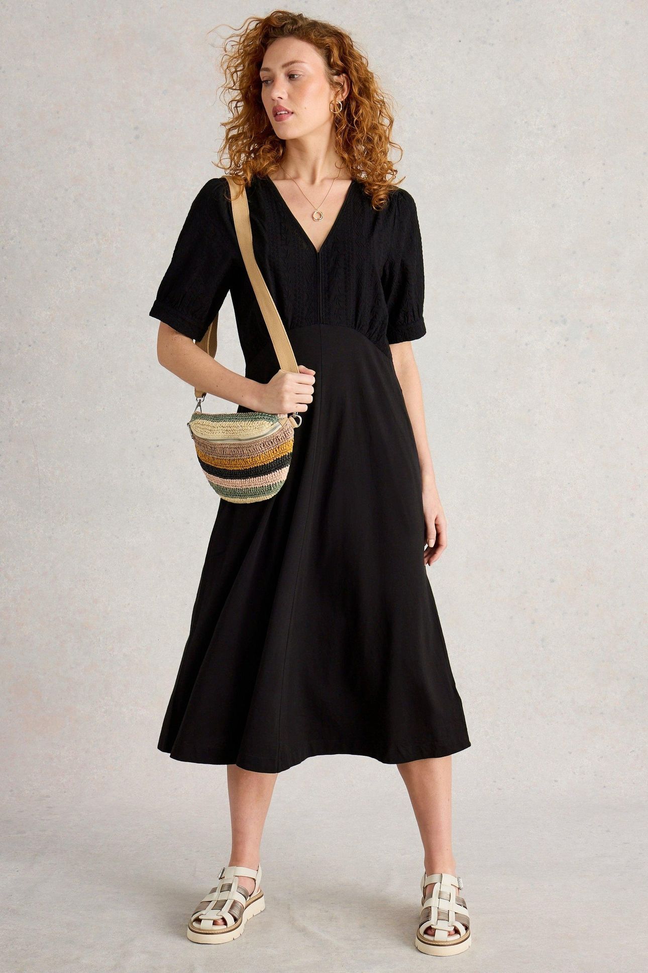 MEGAN BRODERIE JERSEY DRESS PURE BLACK 2