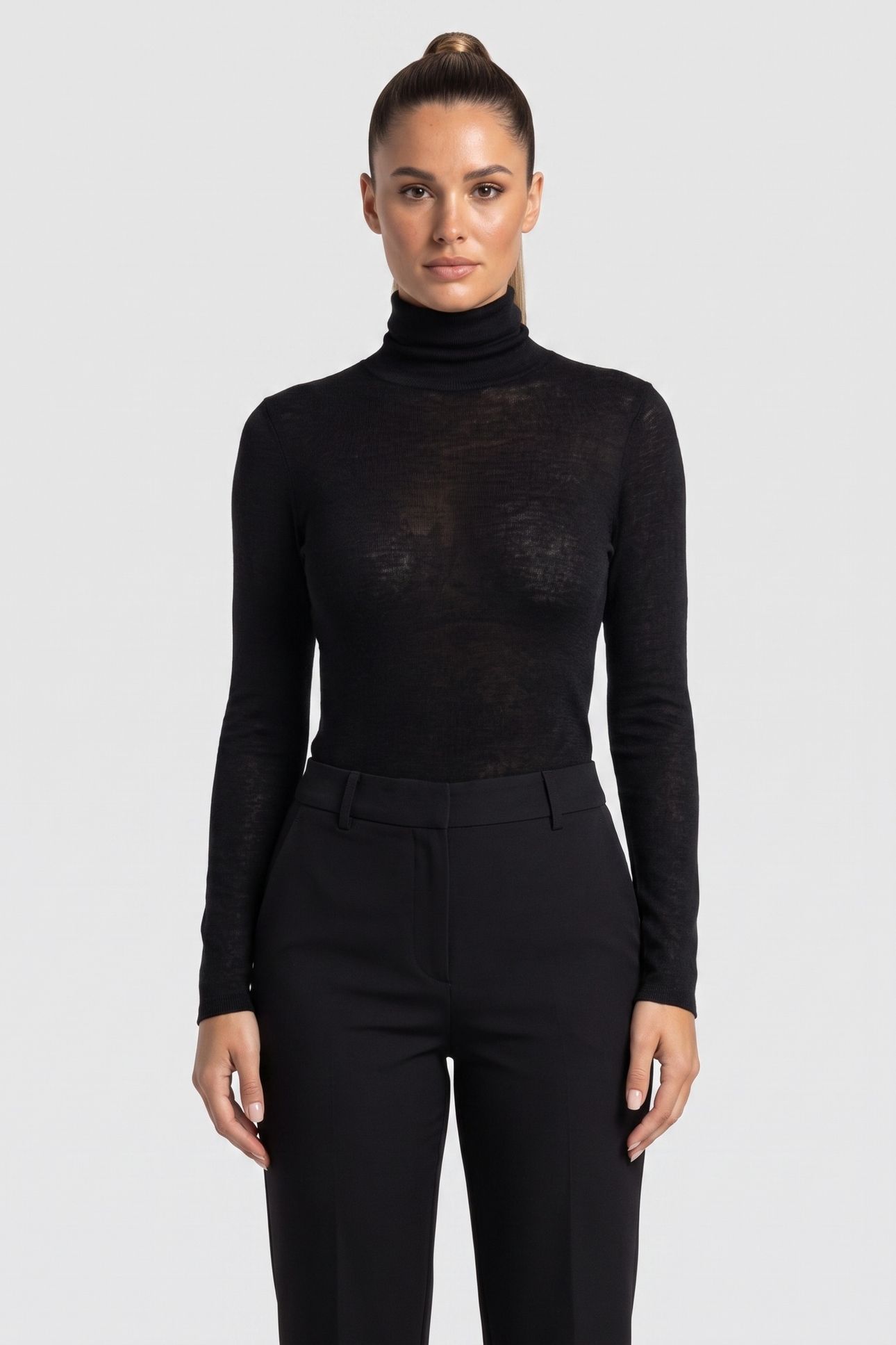 MALENA WOOL RIB TURTLENECK BLACK 1