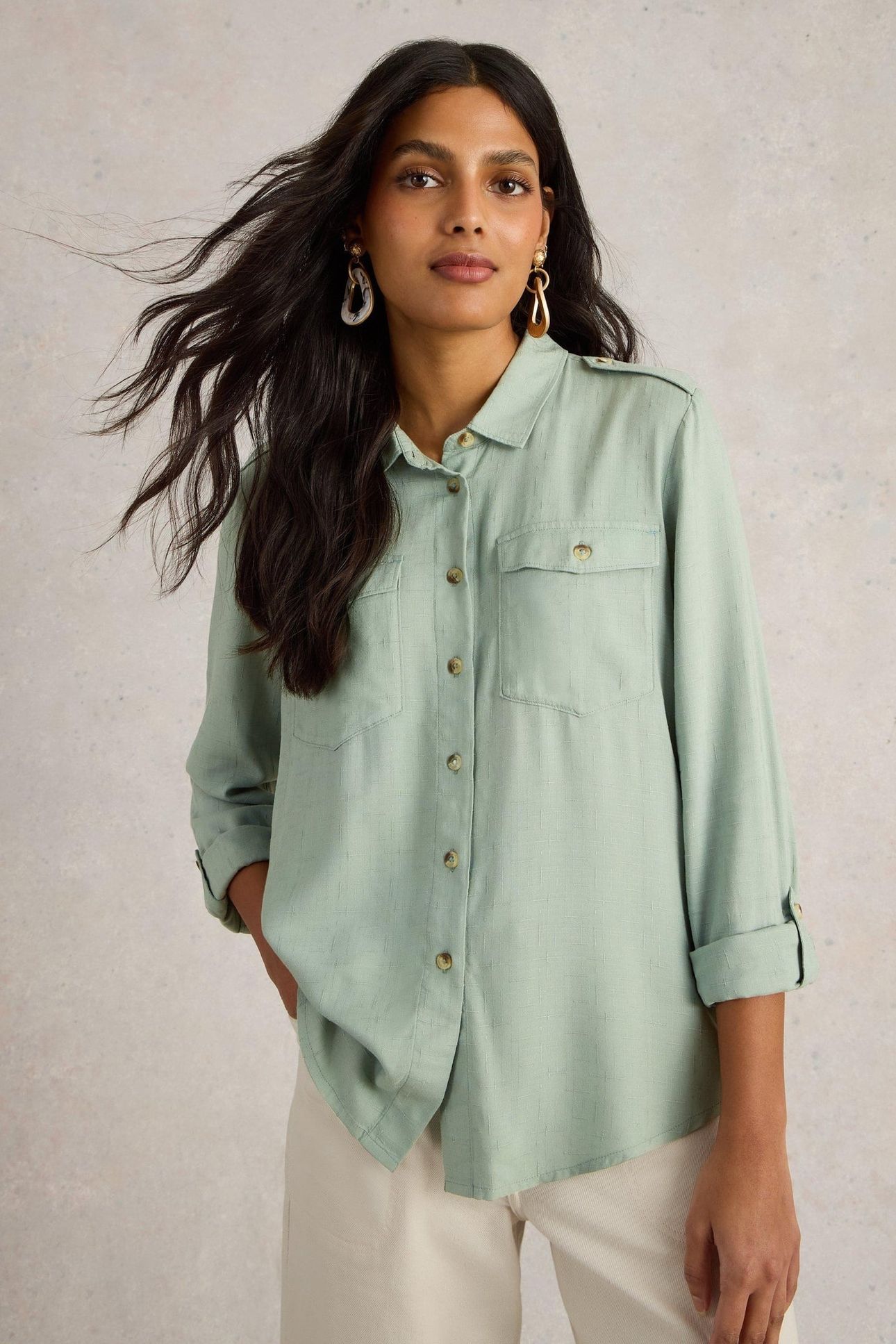MISHA UTILITY SHIRT LIGHT GREEN 1