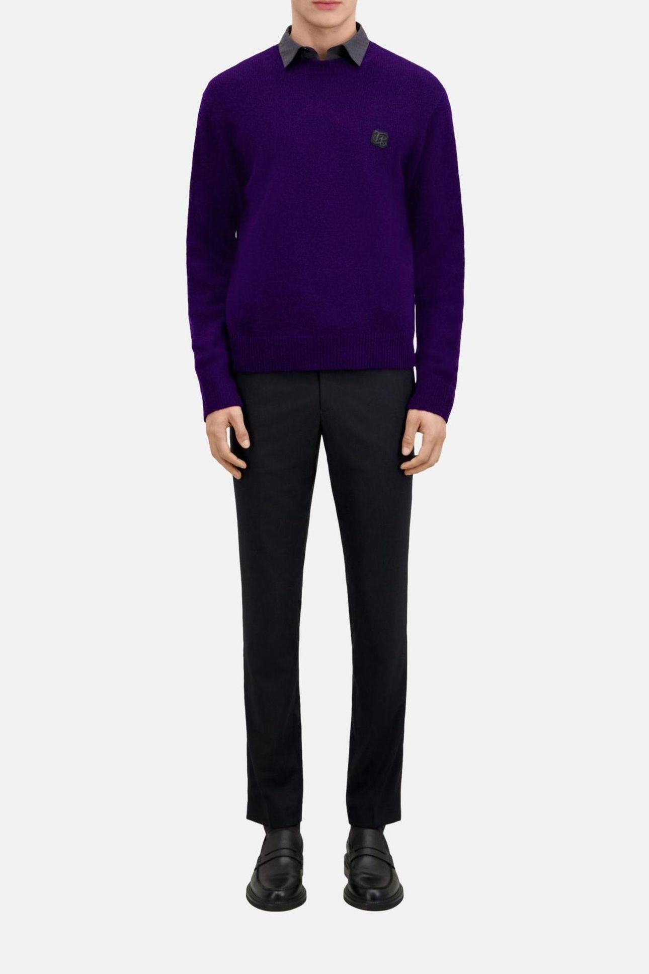 ROUND NECK SWEATER WITH CANETILLE PATCH DARK PURPLE 3