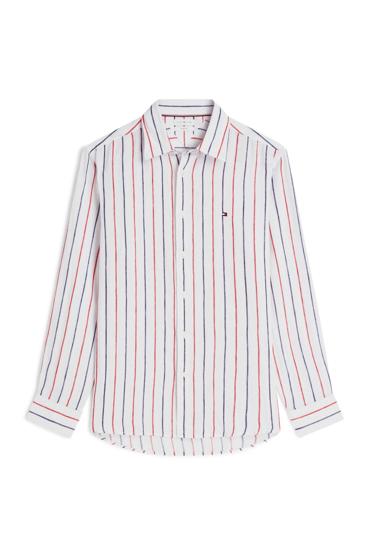 LINEN TEXTURED STRIPE SHIRT MEDIUM RED/STRIPE 3