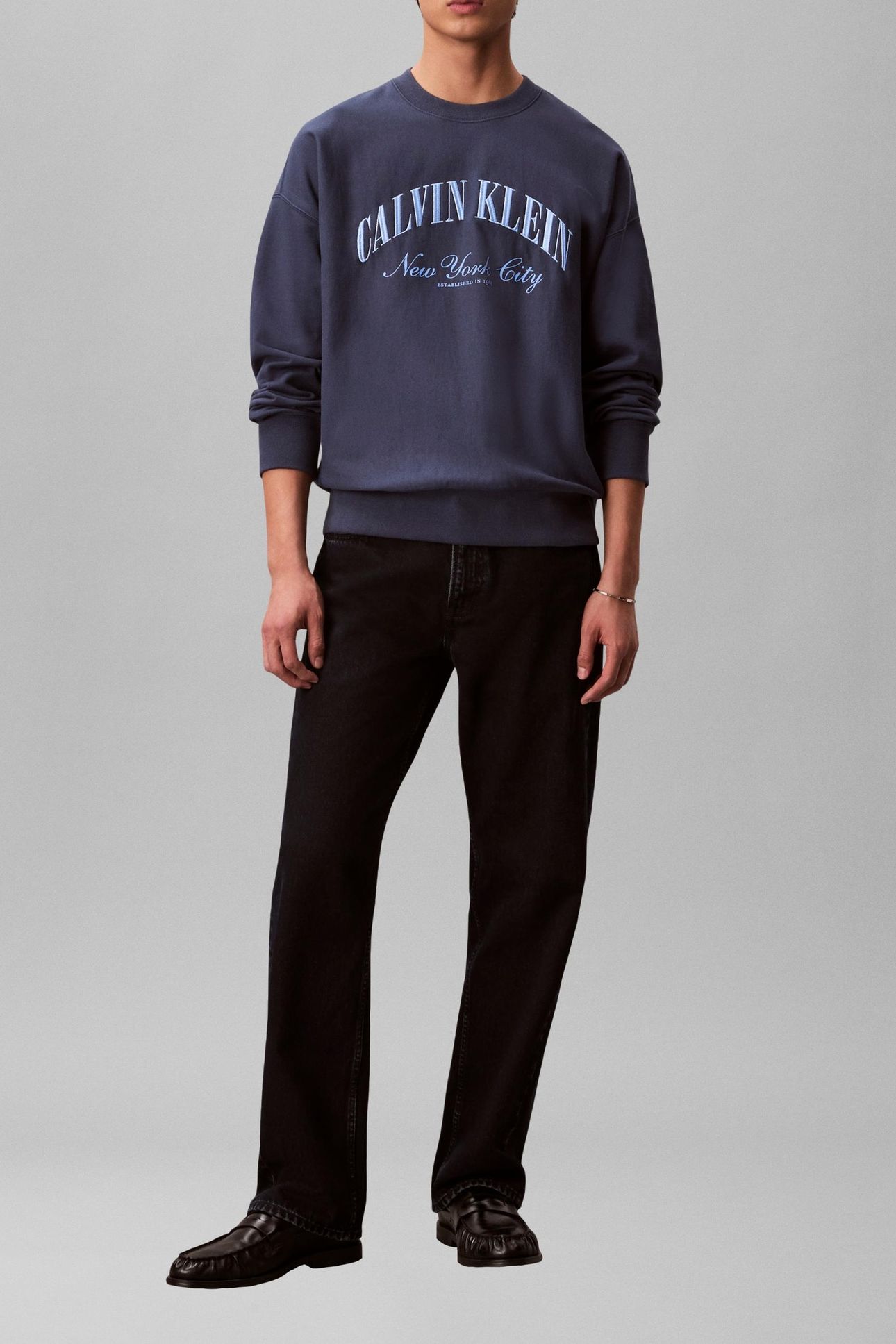 LONG SLEEVE PREMIUM TERRY CALVIN LOGO DARK DENIM 6
