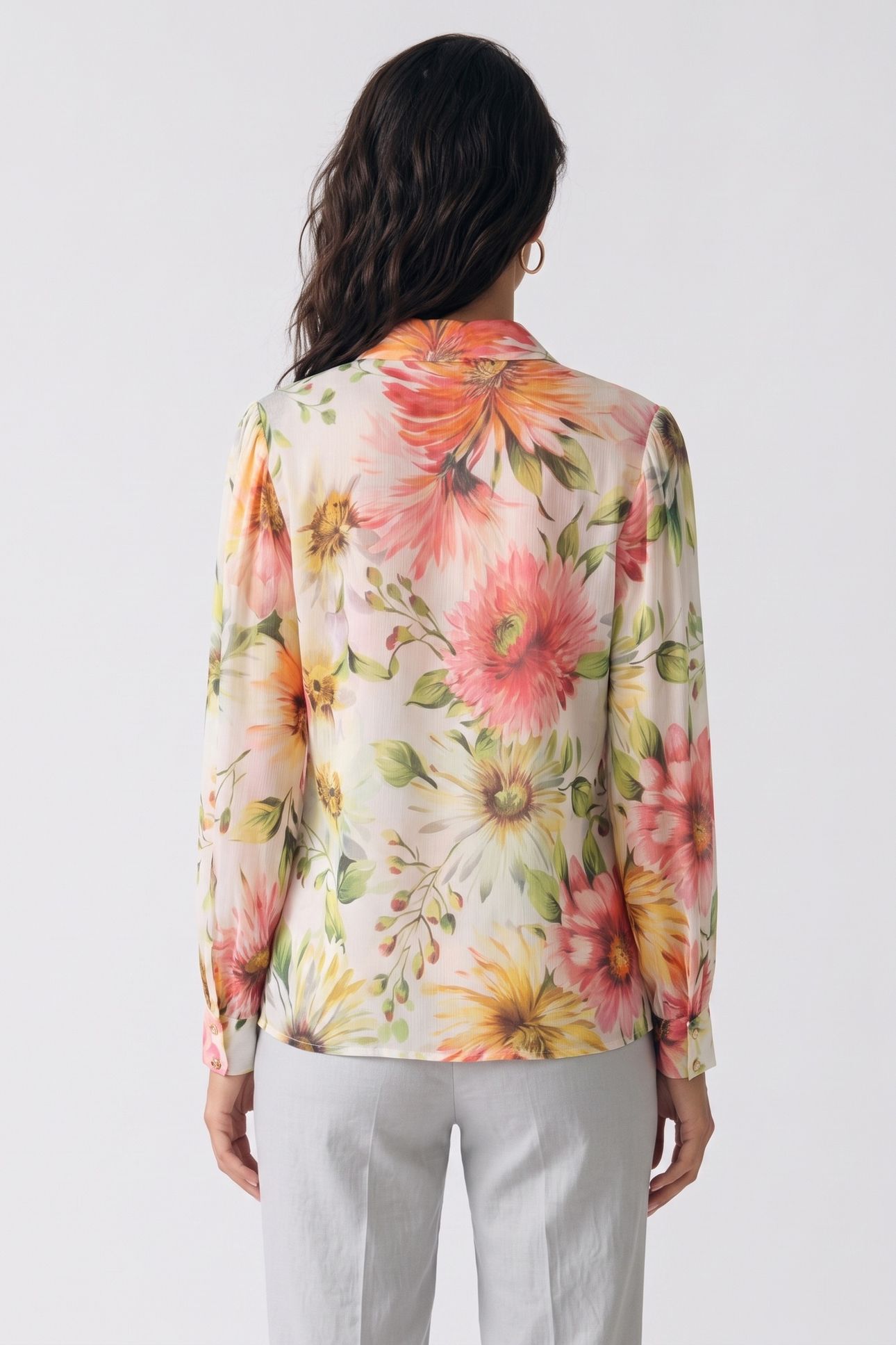 GUESS ECO LS CLARA BUTTON UP T PAINTED DAISIES PRIN 2