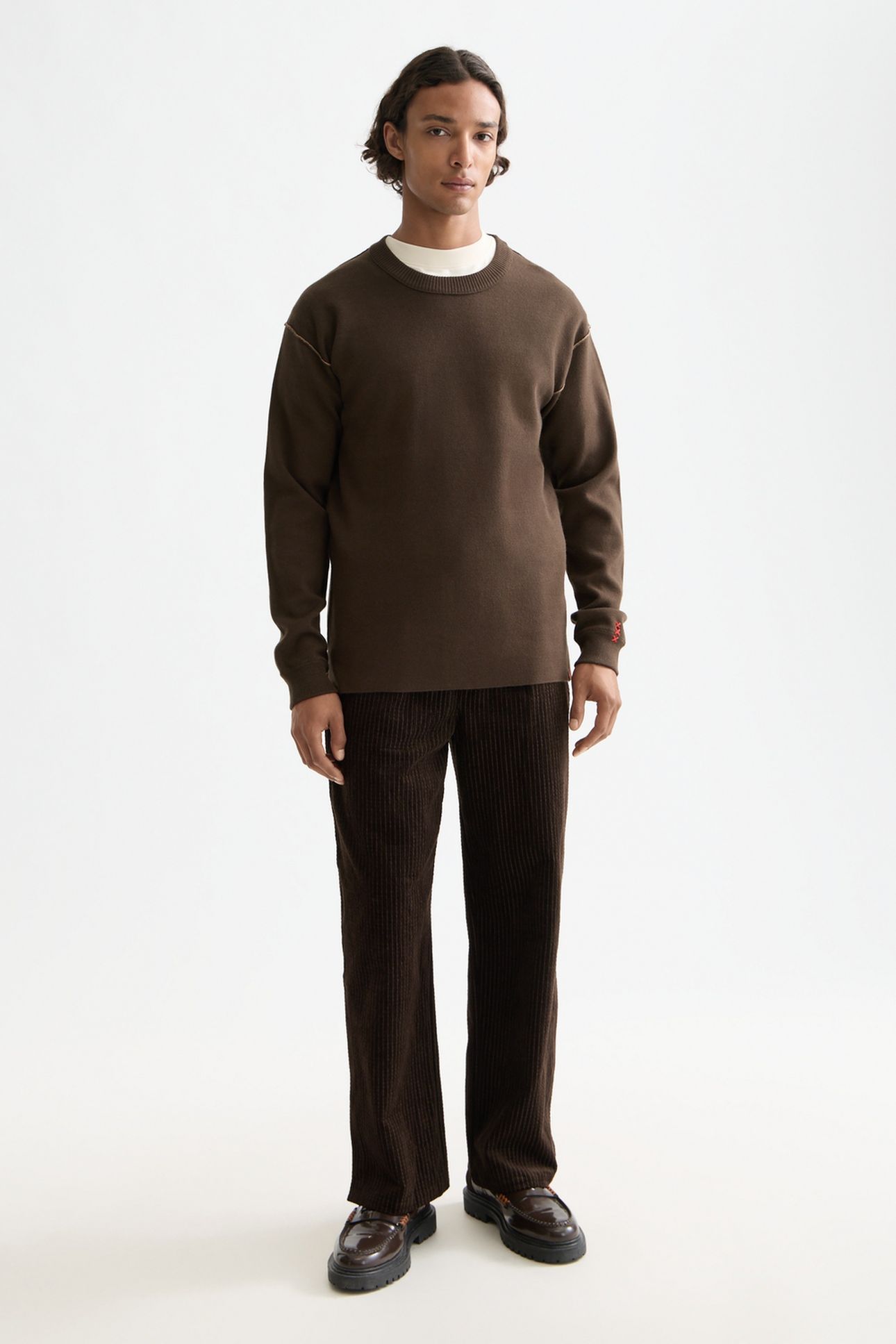 MERINO DOUBLE FACE DROPPED SHOULDER CREWNECK DEMITASSE 2