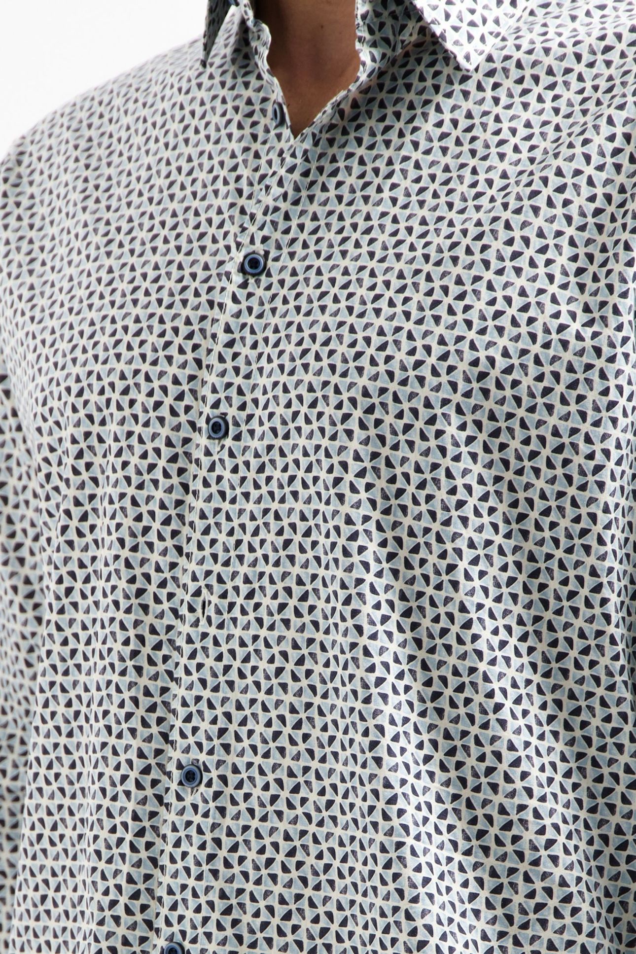 SHIRT STRETCH ALLOVER PRINTED DUSTY BLUE 7