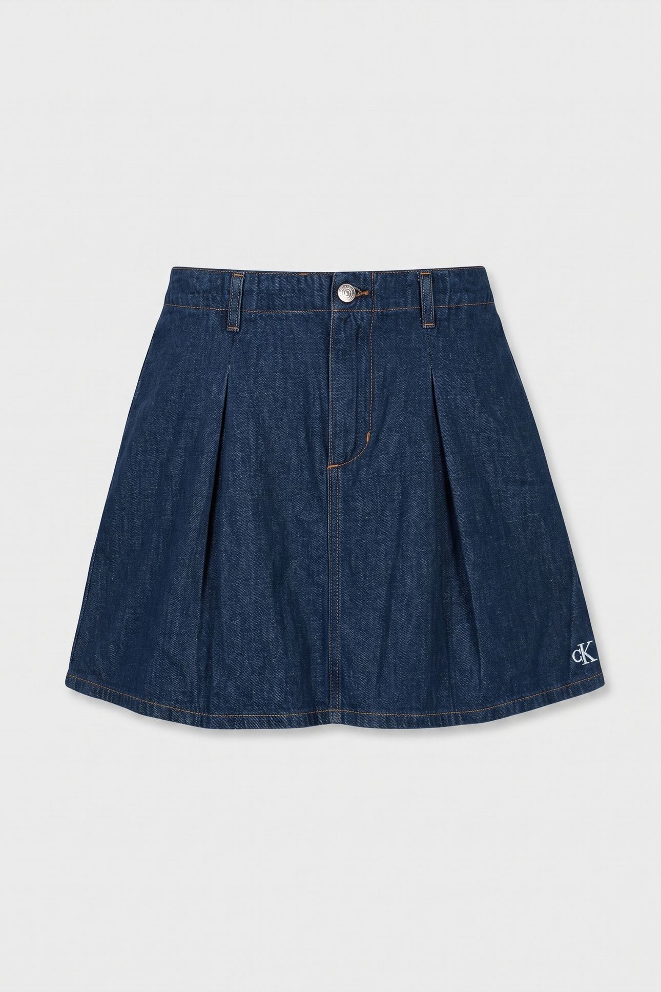 GIRLS MINI ME PLEATED DENIM SKIRT BLACK BLUE STONE WASH 2