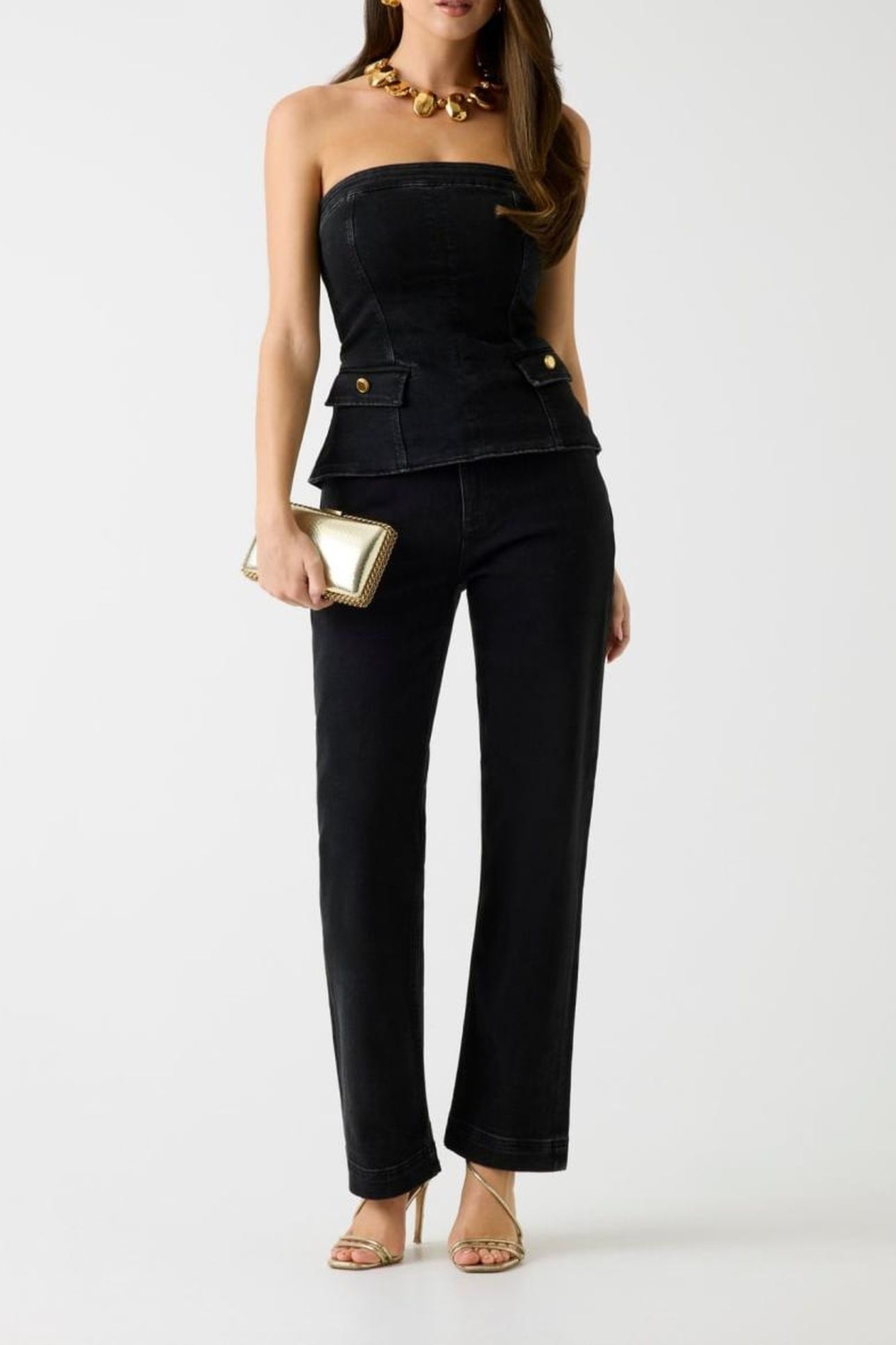 DORIS DENIM BUSTIER JET BLACK A996 1