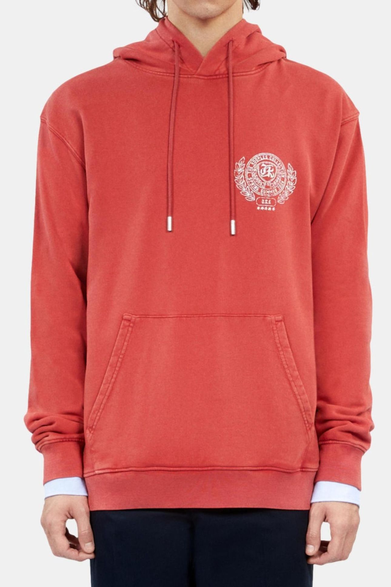 HOODIE WITH COLLEGE PRINT RED BRIQUE 2