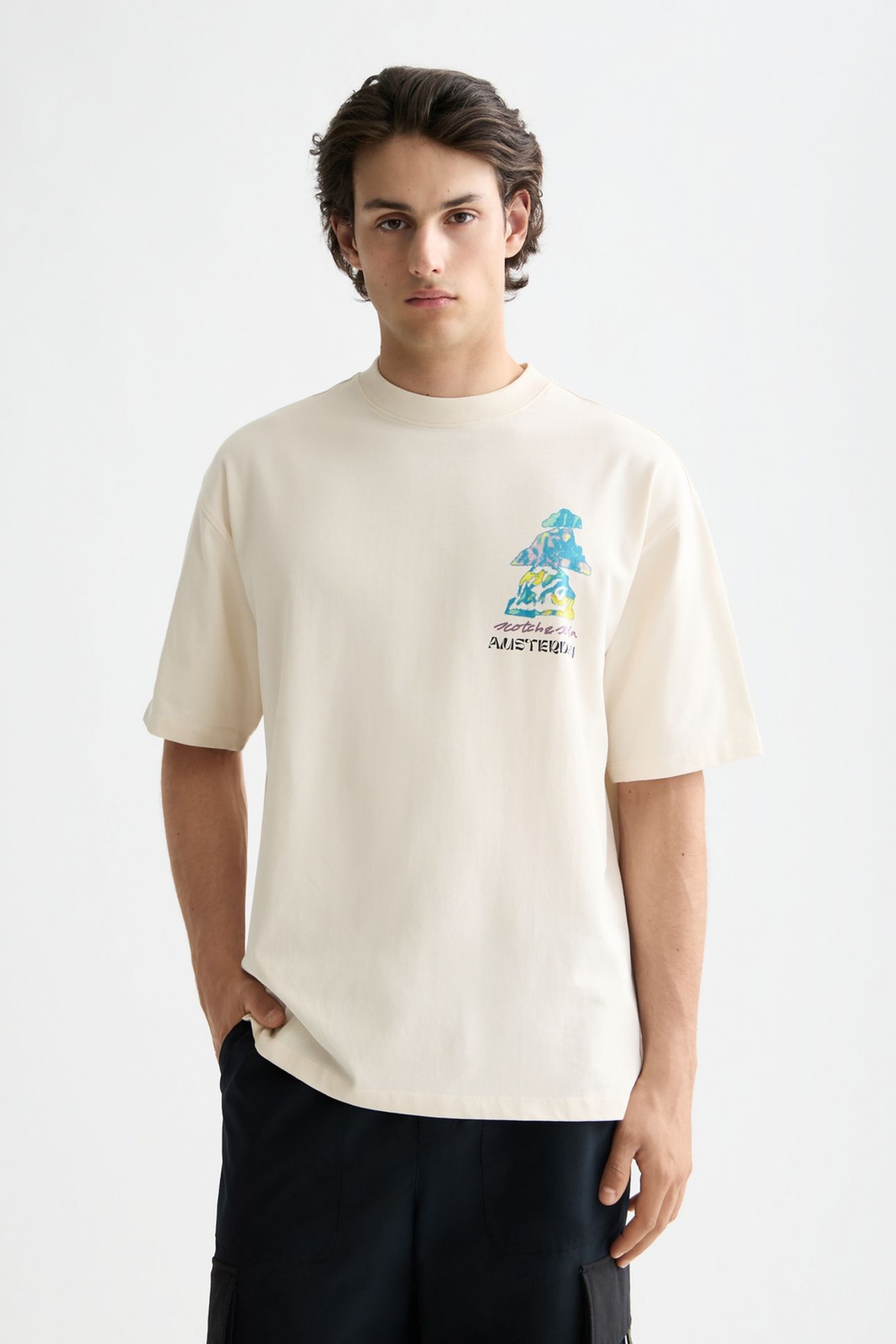 LOOSE FIT FRONT AND BACK ARTWORK T-SHIRT EGGNOG 1