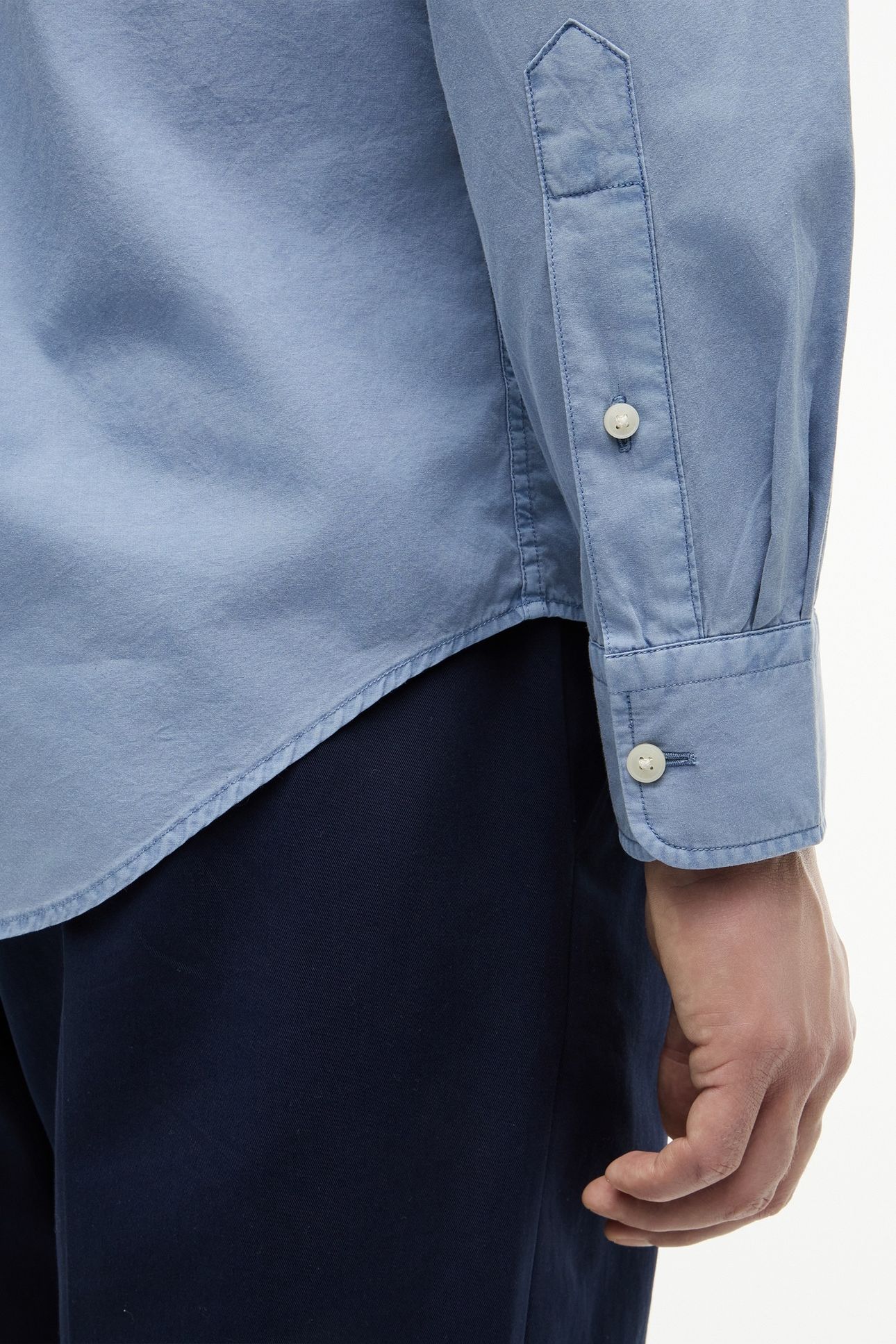 REGULAR FIT WASHED POPLIN SHIRT BRISK BLUE 5