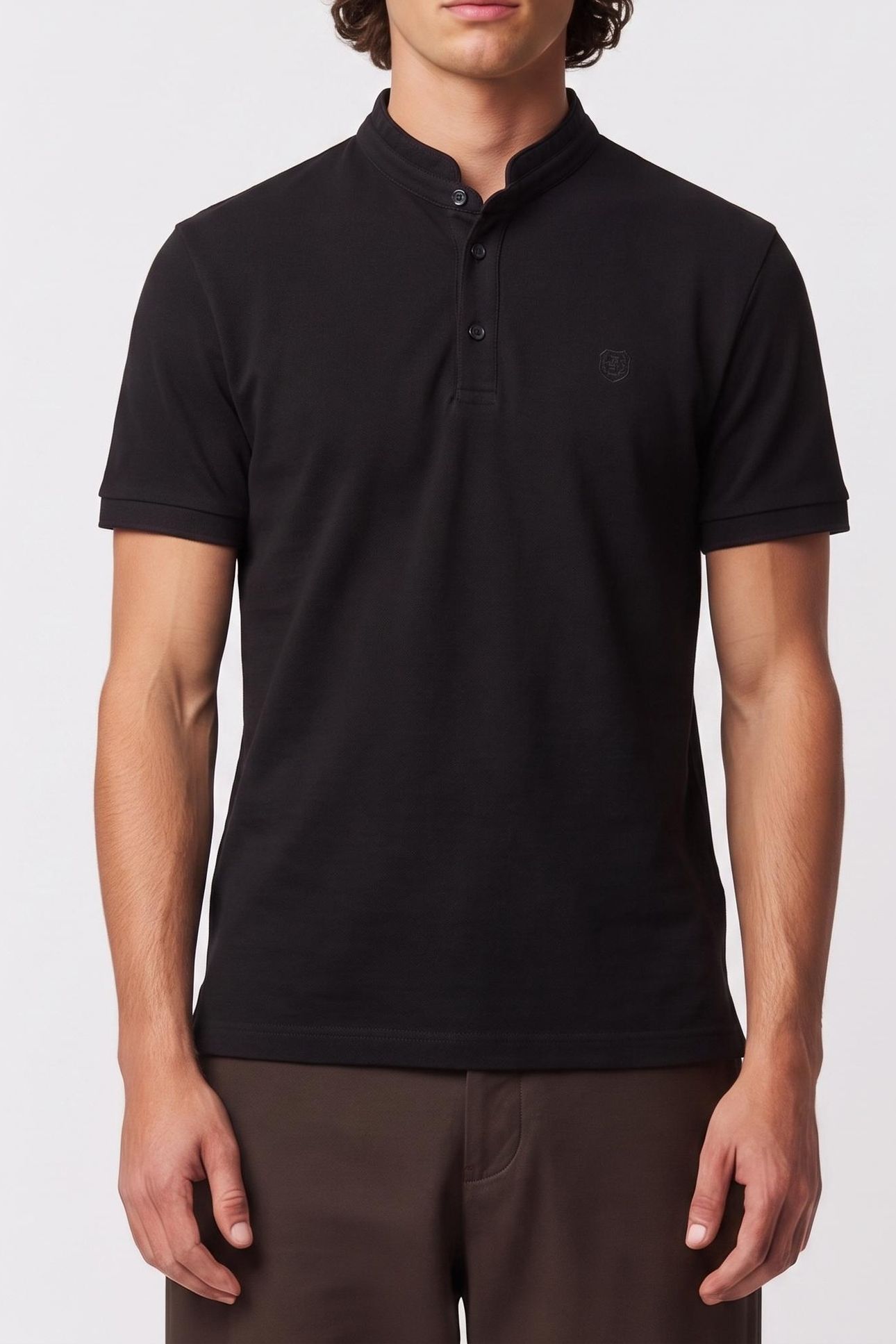 SHORT-SLEEVED POLO SHIRT WITH EMBROIDERED CREST BLACK 1