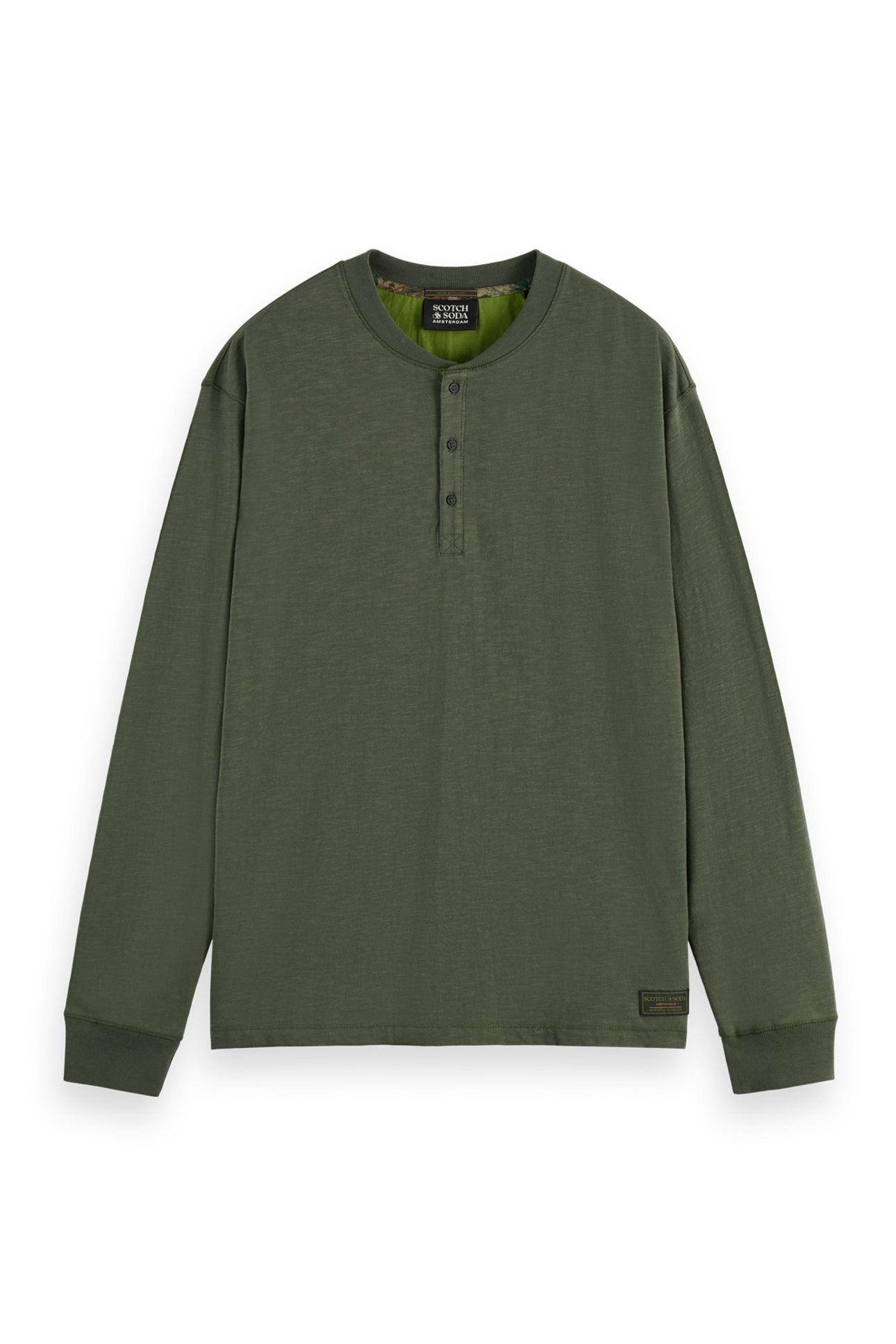 SLUB HENLEY T-SHIRT LS THYME 4