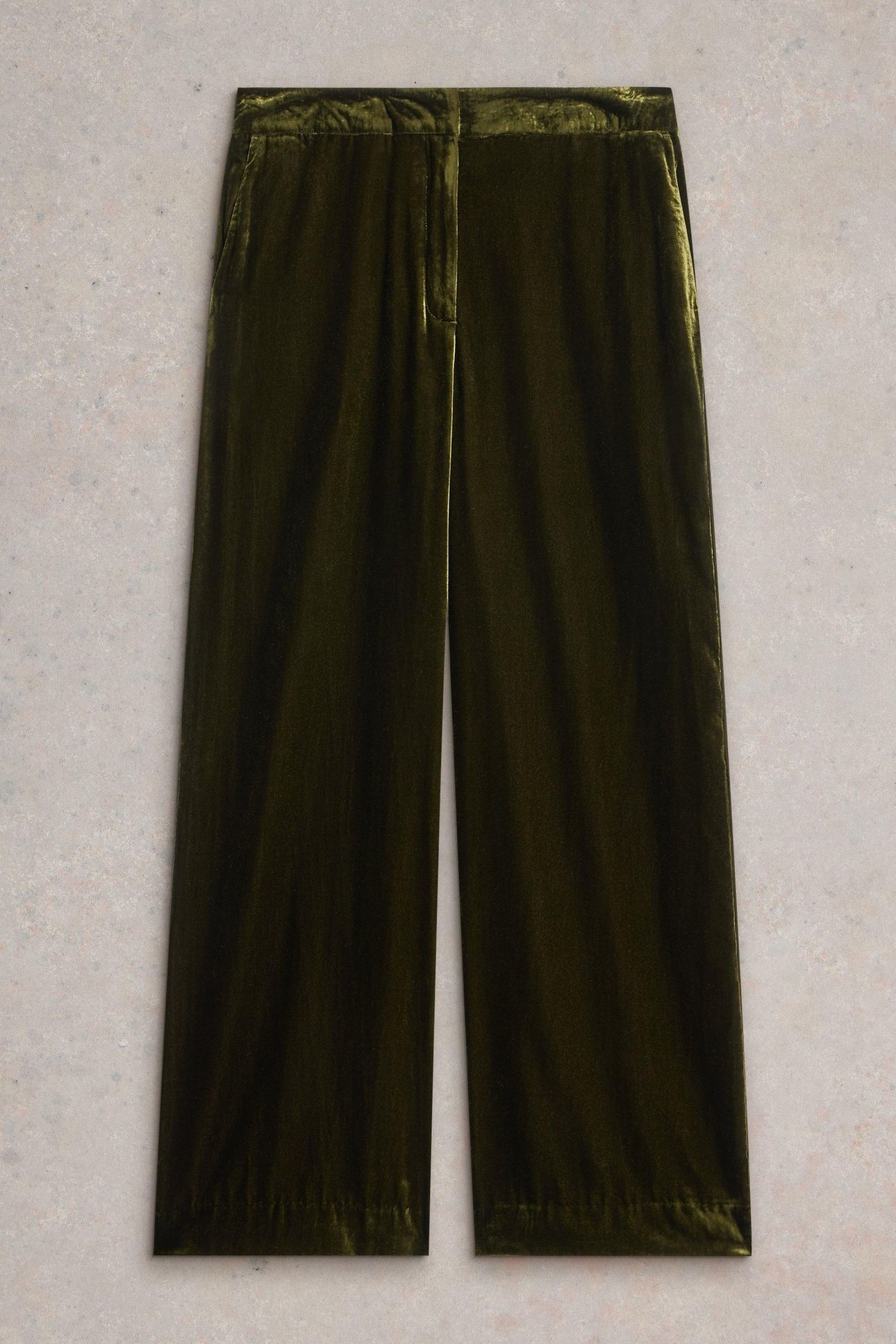 BELLE WIDE LEG VELVET TROUSER KHAKI GREEN 4