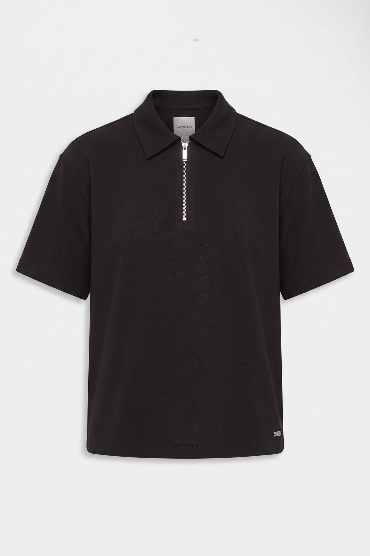 SHORT SLEEVE TAILORED KNIT COLLAR TOP BLACK 3