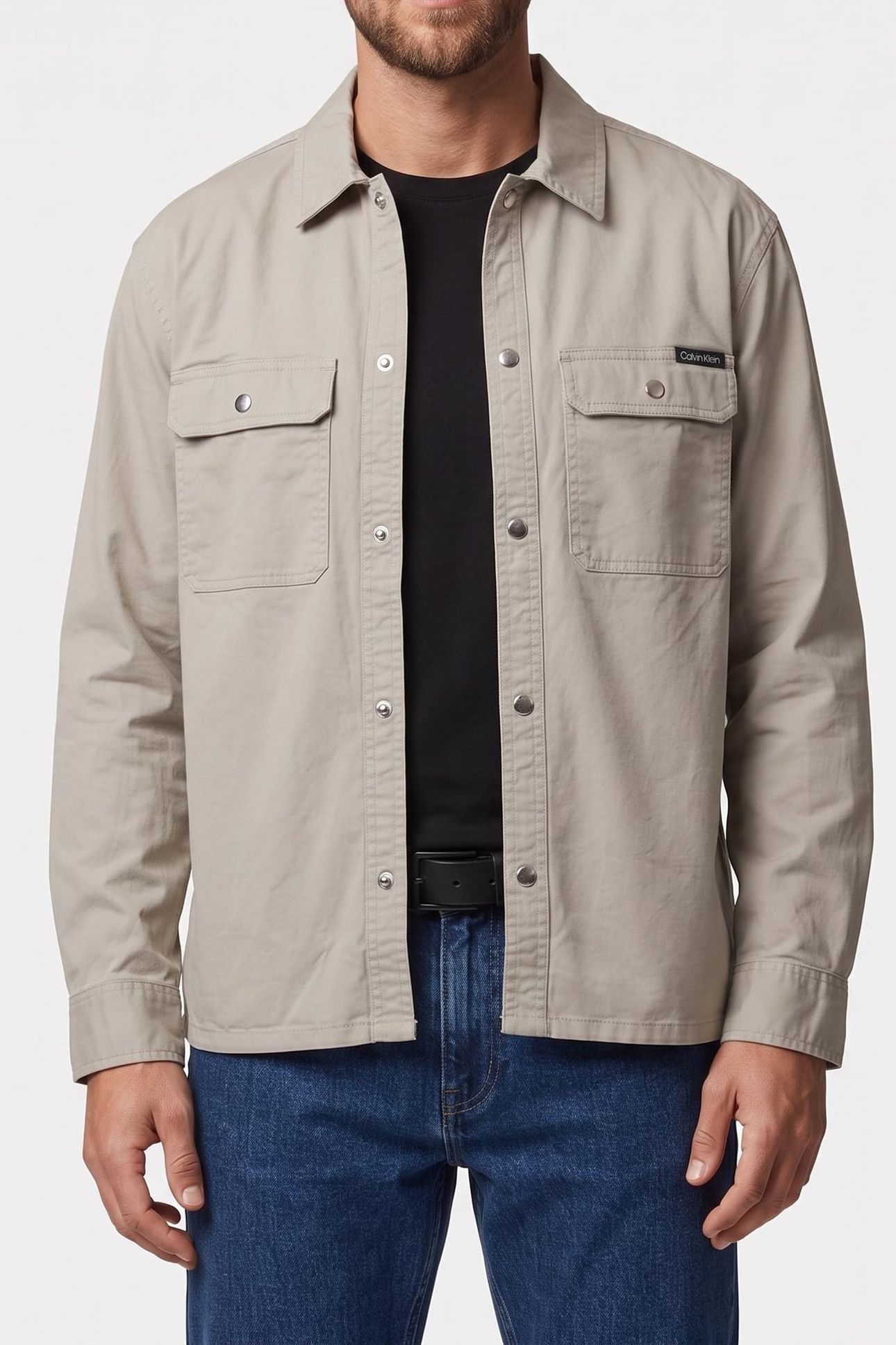 LONG SLEEVE UTILITY RELAXED OVERSHIRT FOREST FOG 1