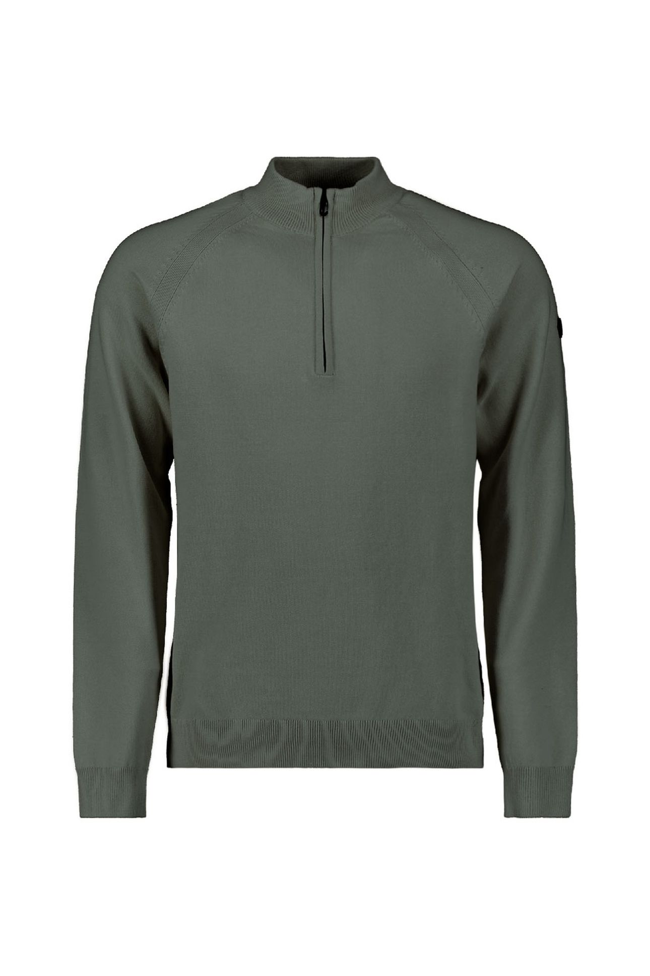 PULLOVER HALF ZIP HIGH COLLAR SOLID DARK GREEN 5