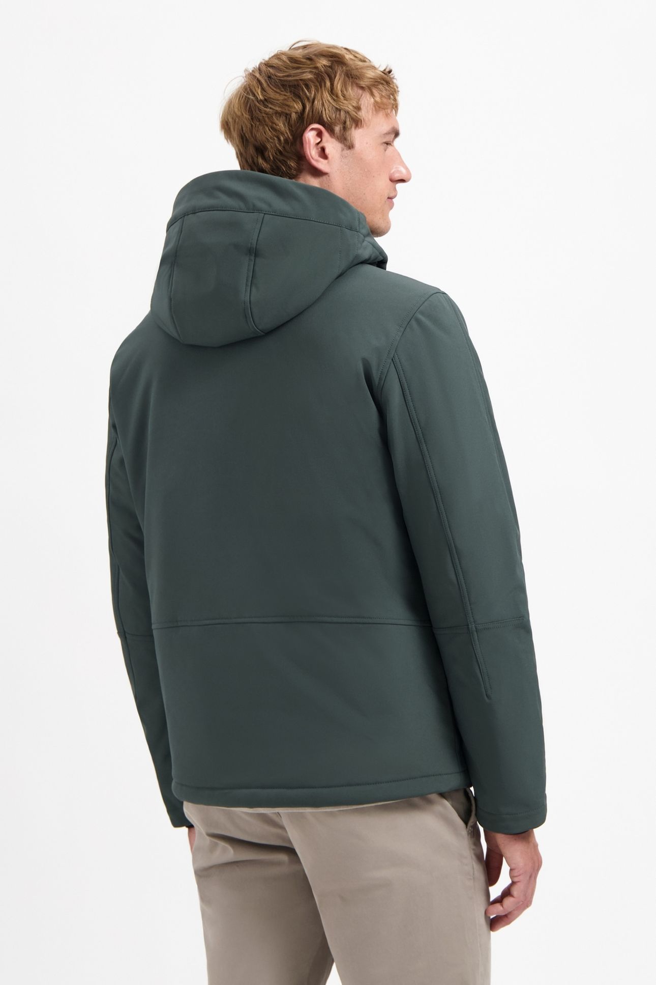 JACKET SHORT FIT HOODED SOFTSHELL STRETCH DARK STEEL 2